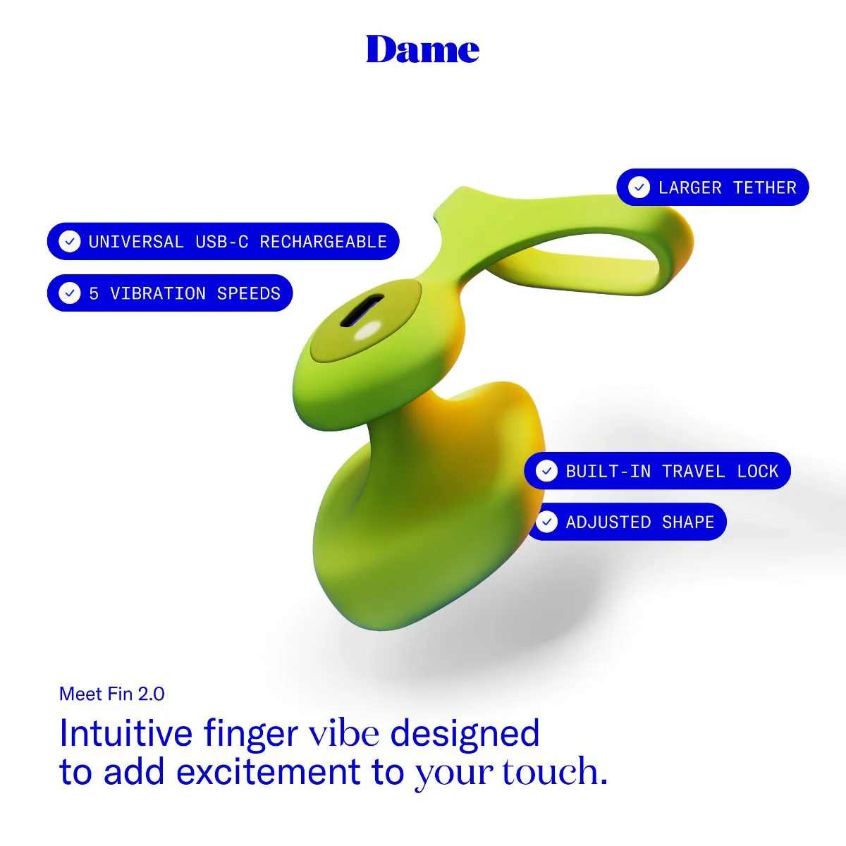 Dame - Fin 2.0 Vinger Vibrator - Citrus