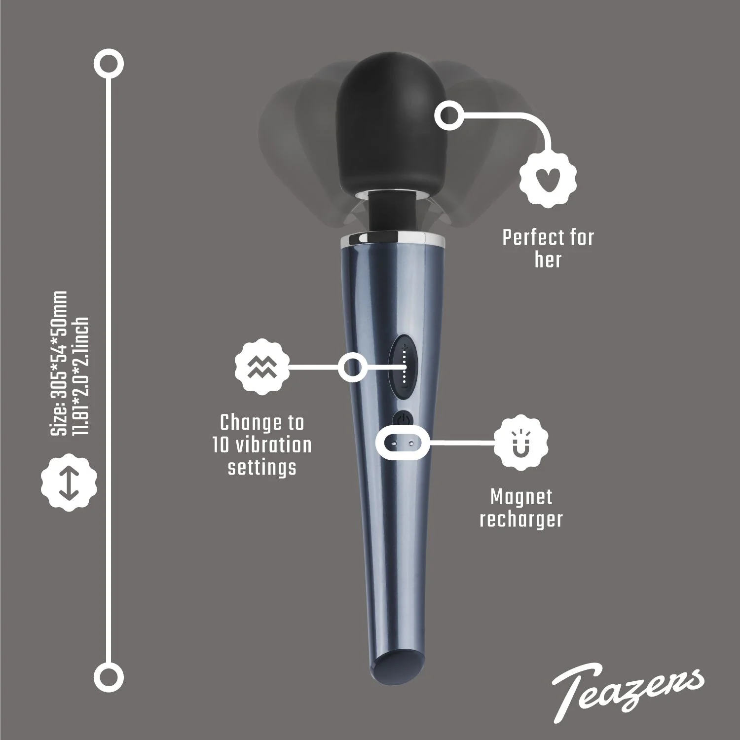 Teazers – Black Lightning Wand Vibrator – Zwart