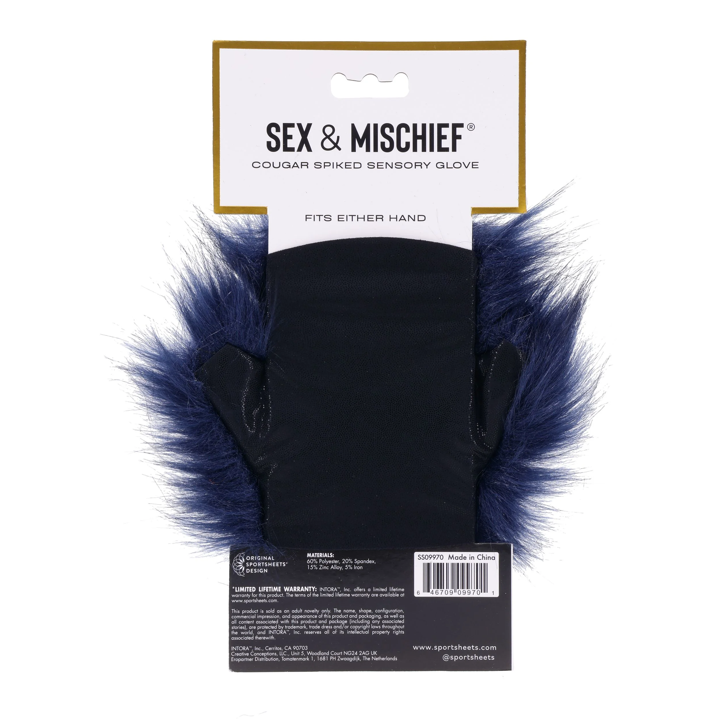 Sportsheets - Cougar Spiked Sensory Handschoen - Blauw