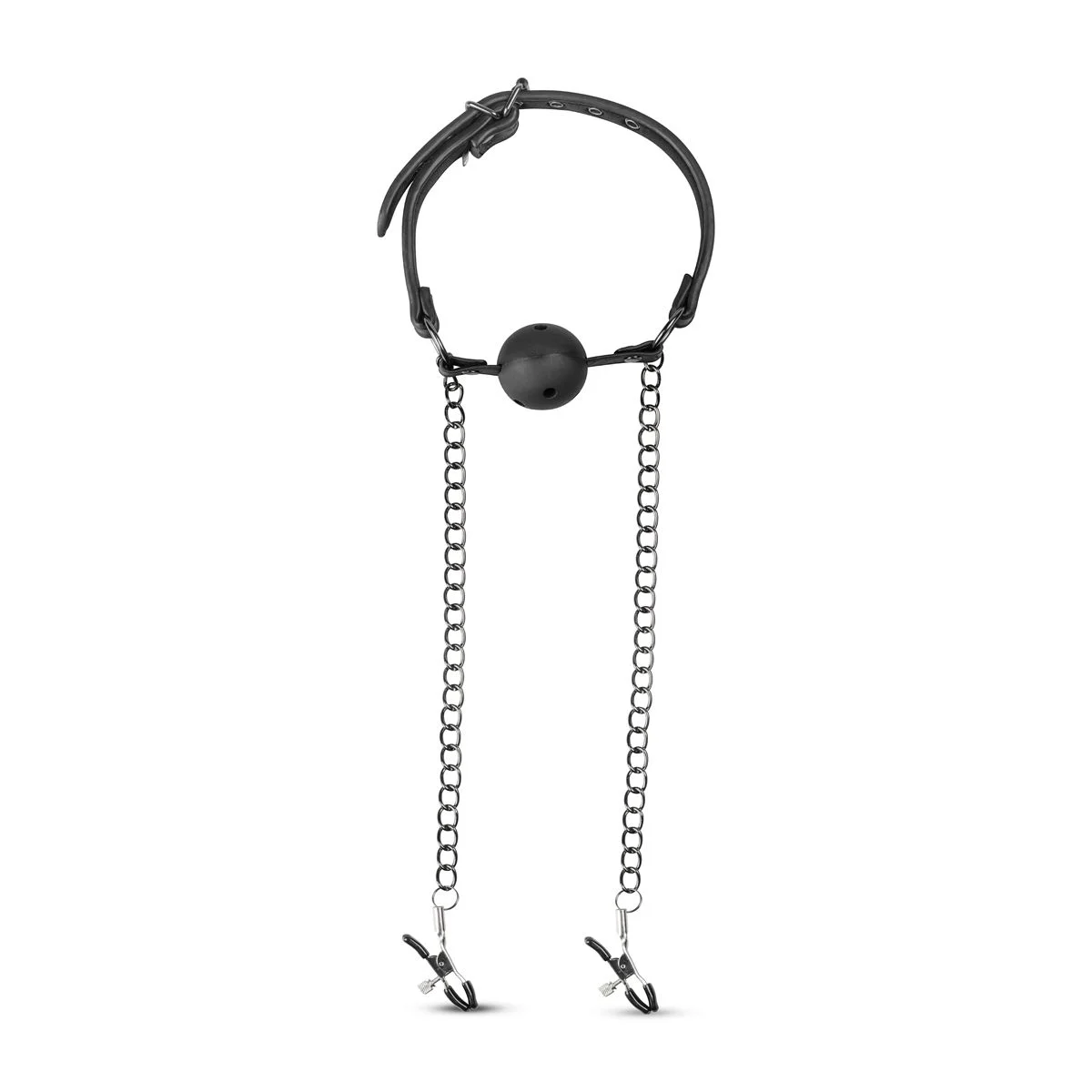 Fetish - Open Ball Gag Met Tepelklemmen