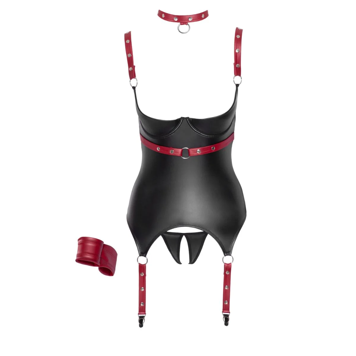 Cottelli Bondage – Kruisloze Set met Basque & String – Zwart