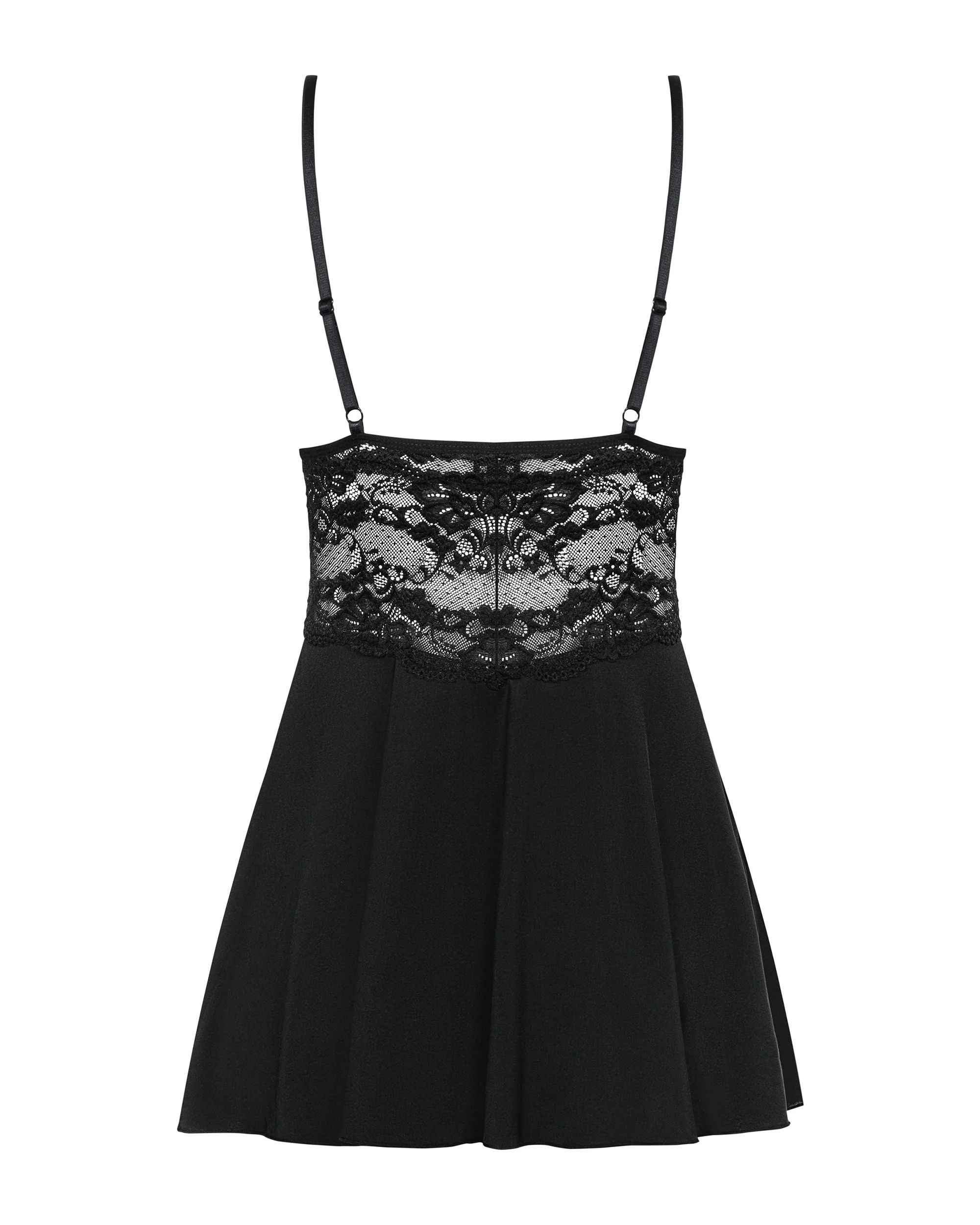Babydoll Setje Met Kant - Zwart