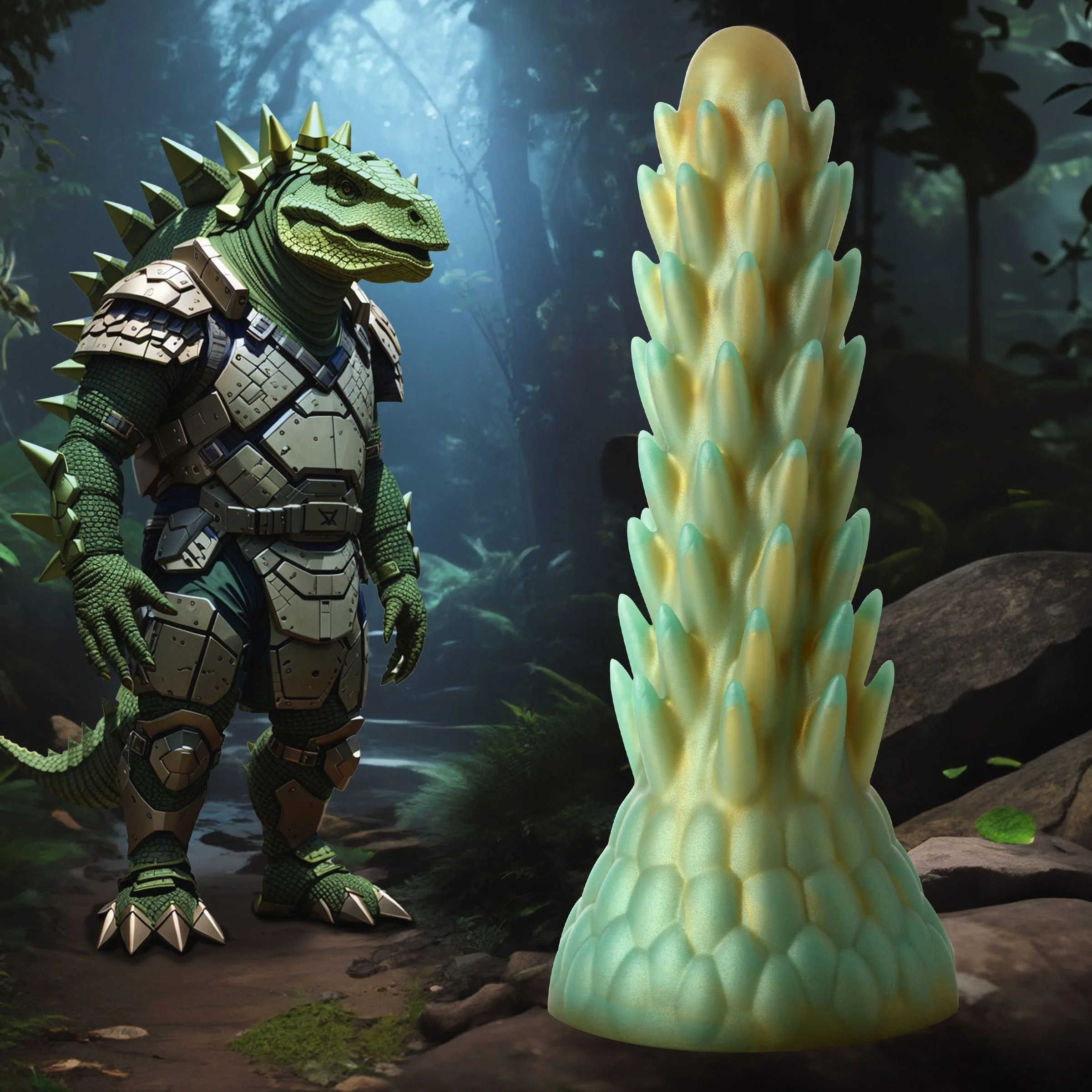 Stegosaurus Spiky Reptiel Dildo - Groen