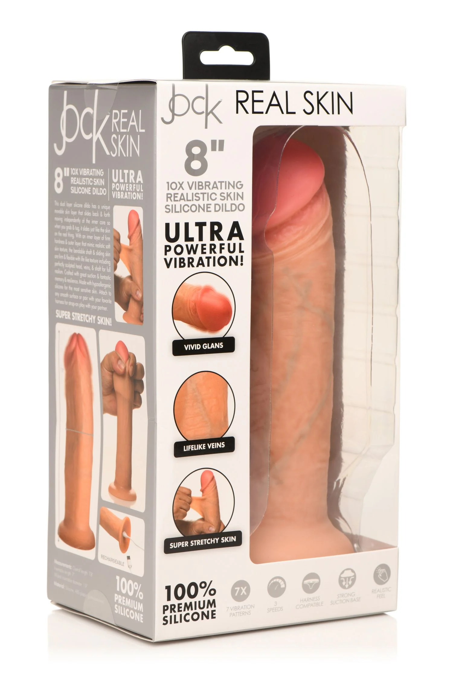 JOCK - Real Skin Vibrerend Dildo - 20 cm & Lichtkleurig