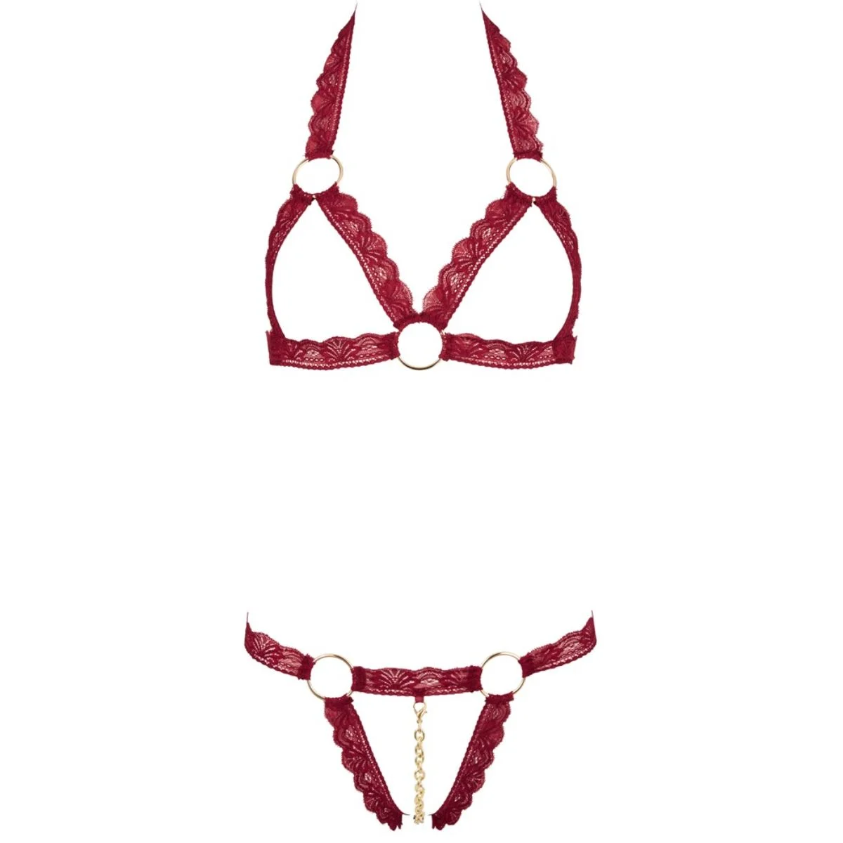Cottelli Collection - Kanten BH-Set Open Cups - Rood
