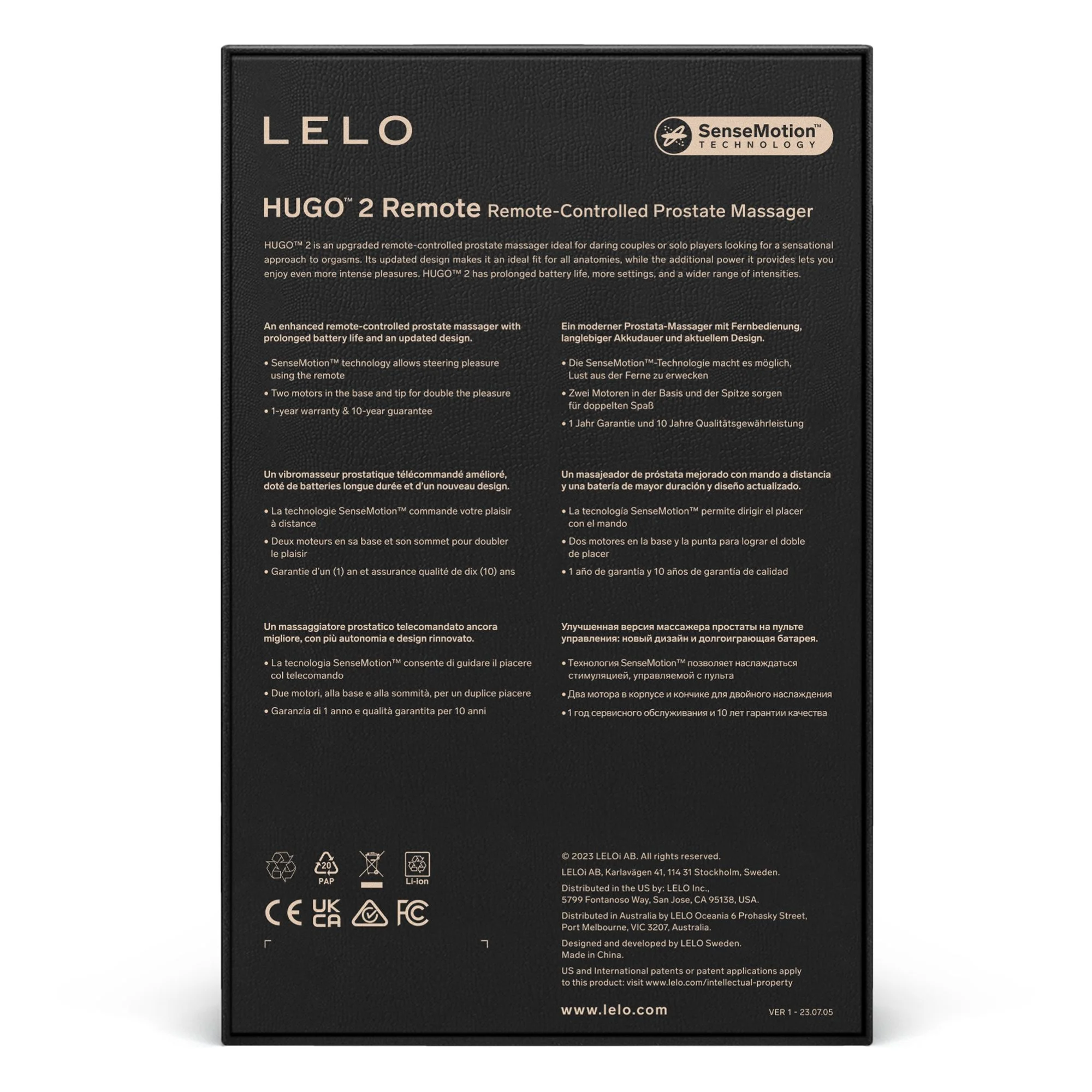 LELO - Hugo 2 Prostaat Vibrator met Afstandsbediening - Zwart