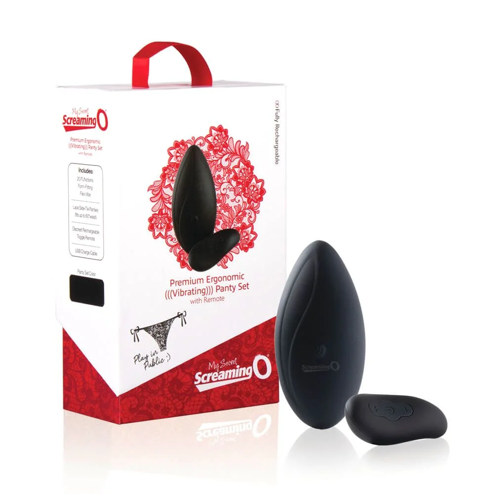 The Screaming O - Premium Ergonomic Remote Panty Set Zwart