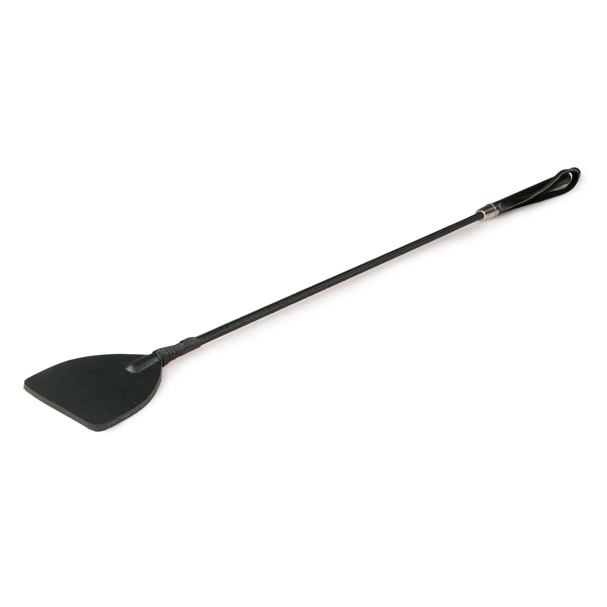 Fetish - Leren zweep met lange steel - Zwart