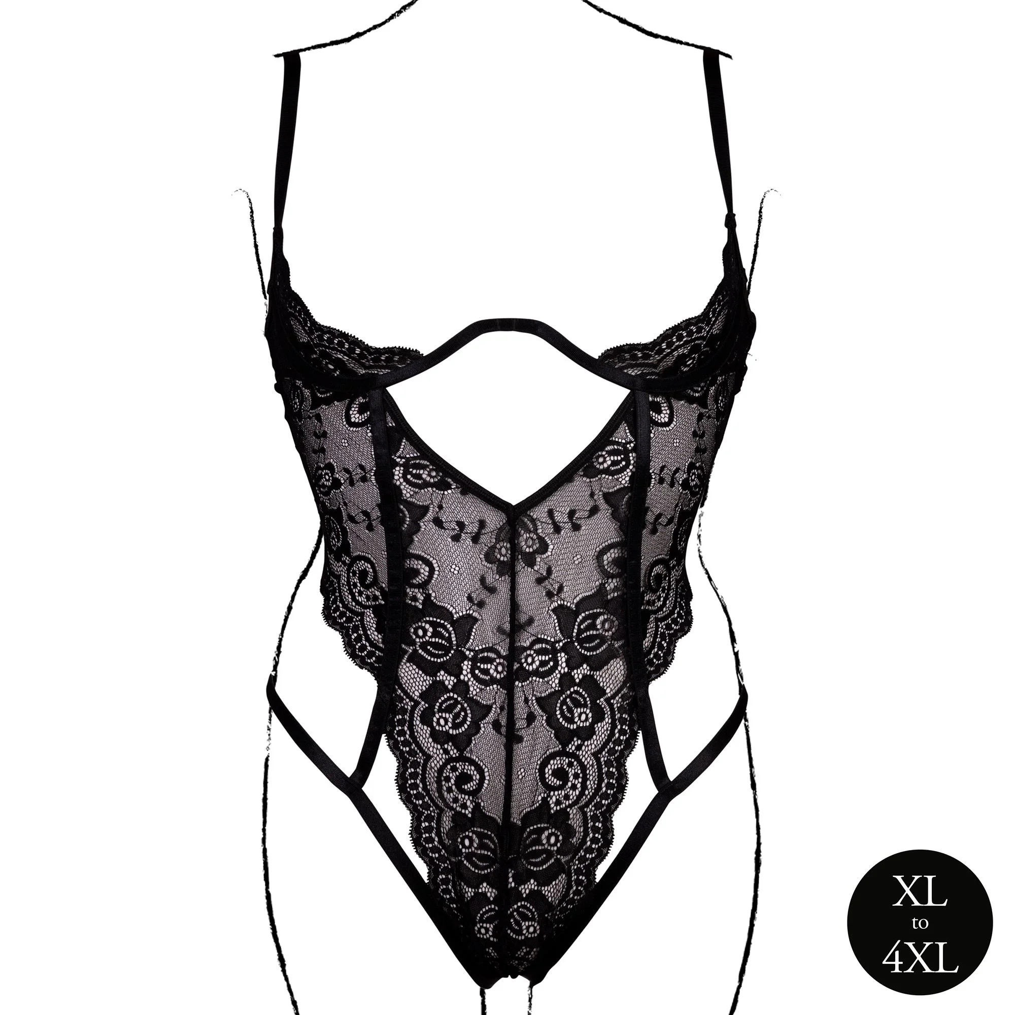 Le Désir – Open Cup Bodysuit met Beugel - Zwart