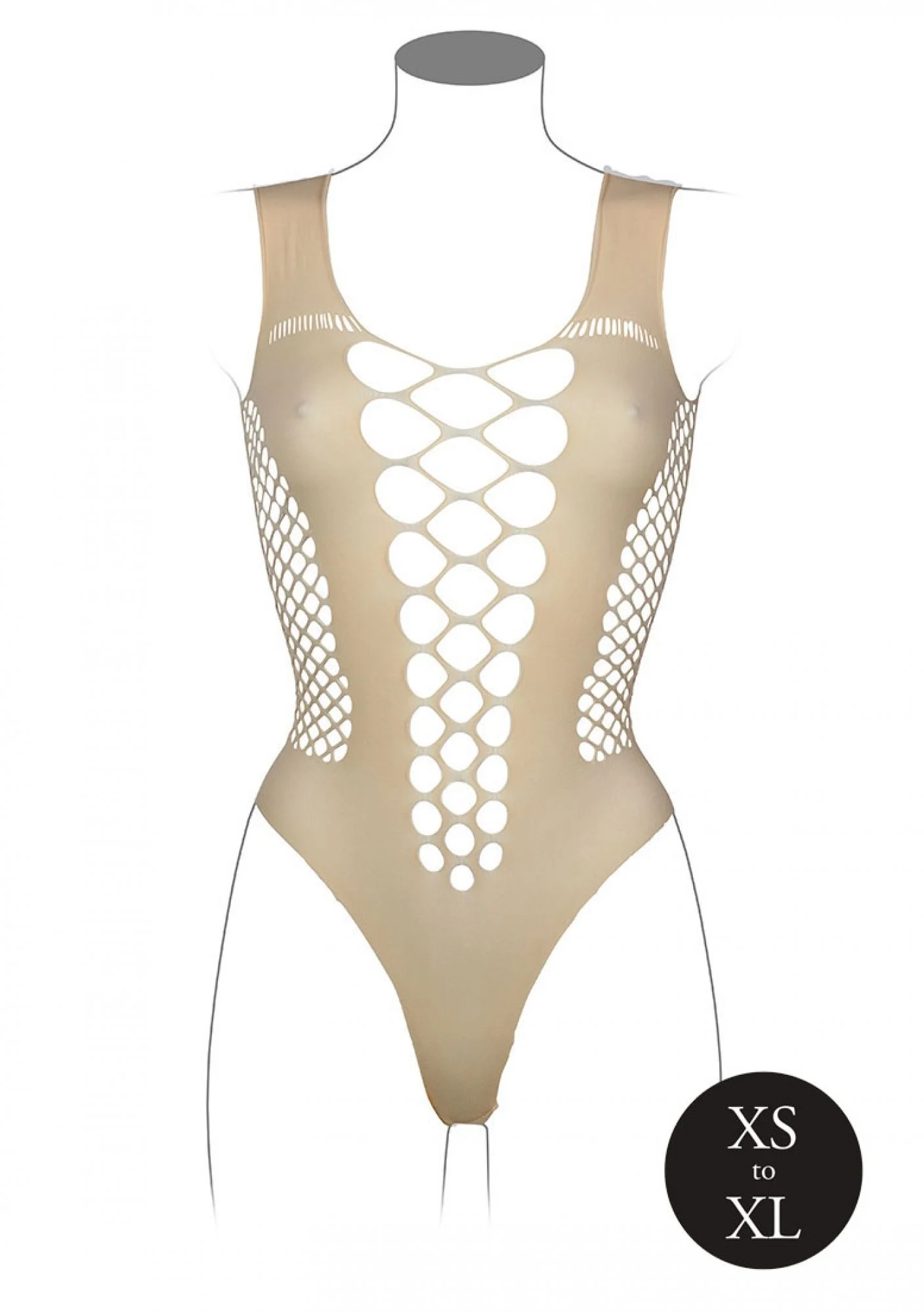 V-Hals Teddy Met Open Stroken - Beige