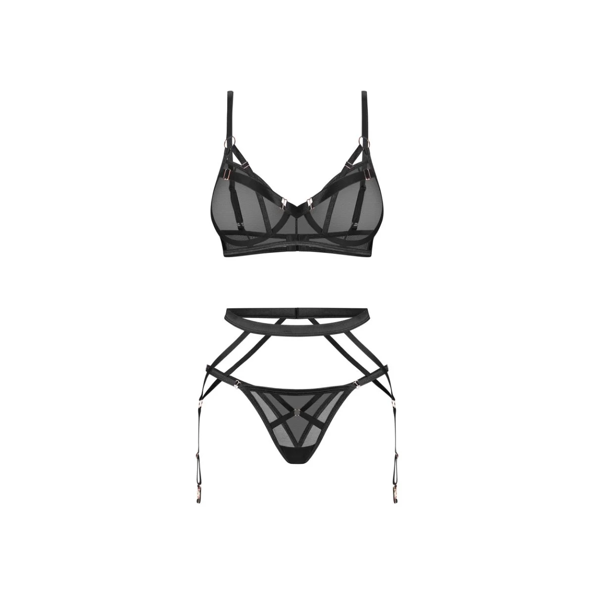 Obsessive – Euridia Lingerie Set 3-pcs – Zwart