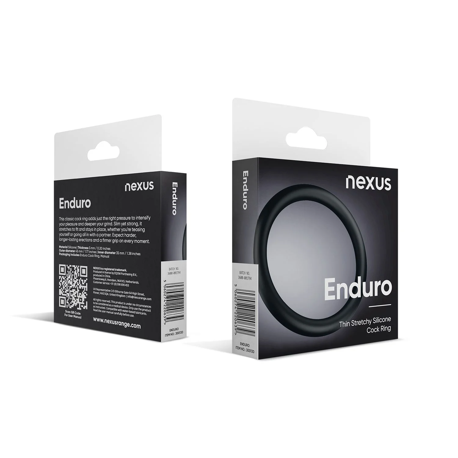 Nexus - Enduro Siliconen Cockring - Zwart