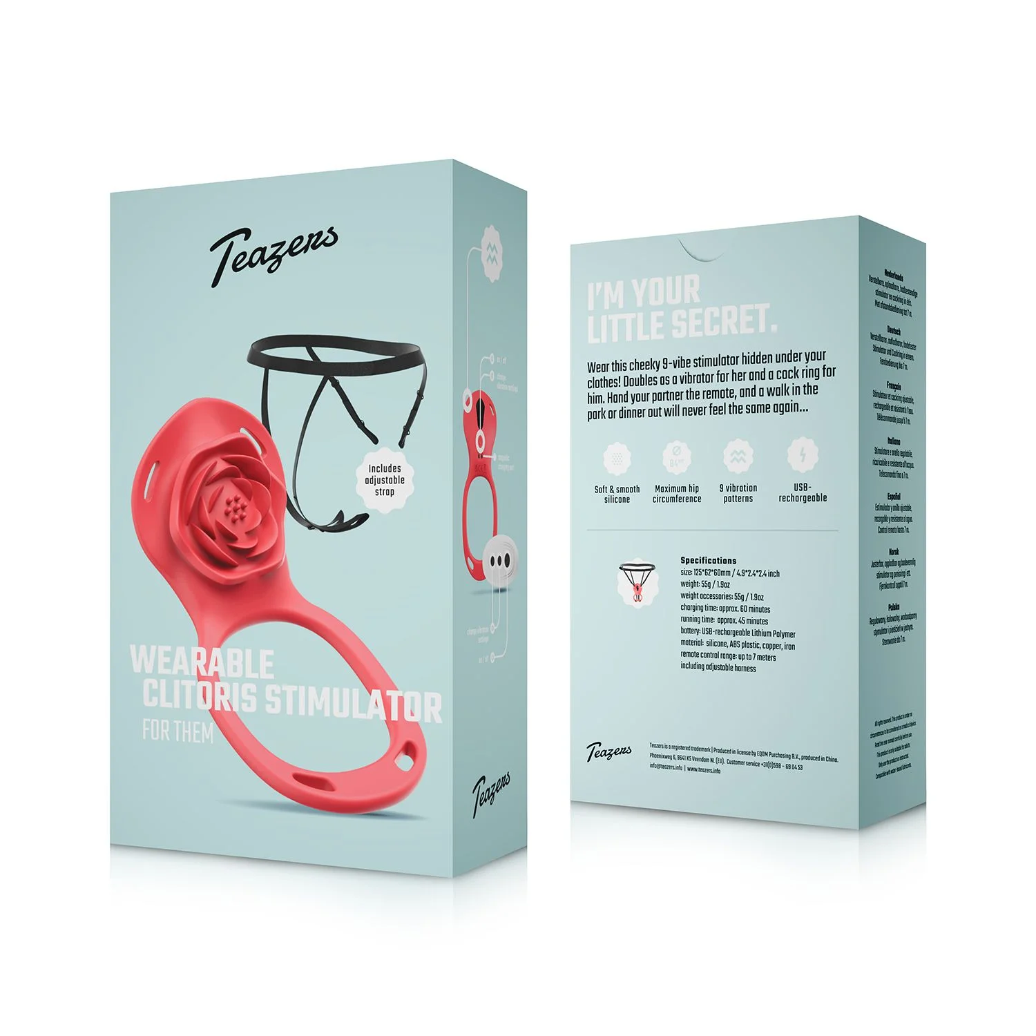 Teazers - Wearable Clitoris Stimulator Harness - Rood