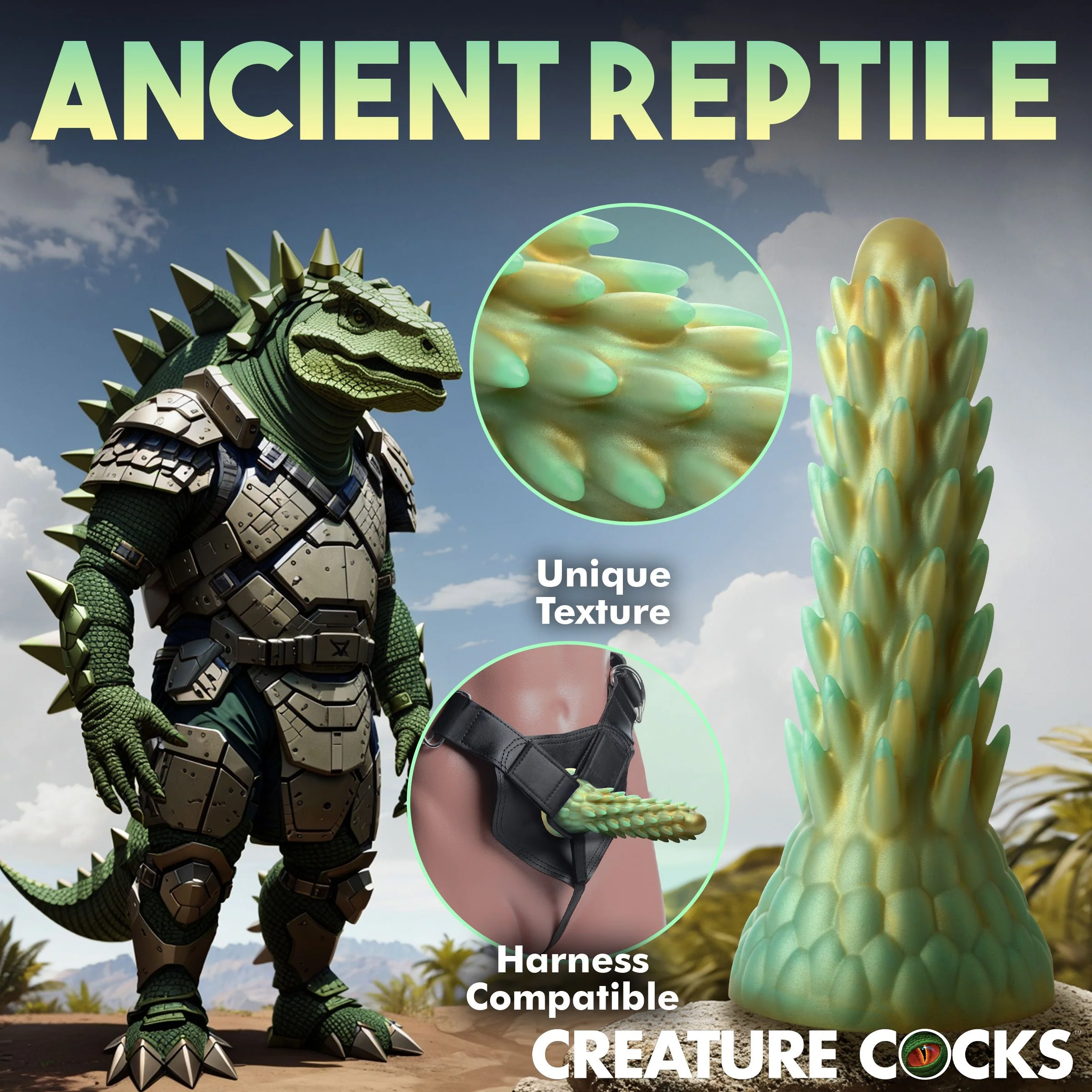 Stegosaurus Spiky Reptiel Dildo - Groen