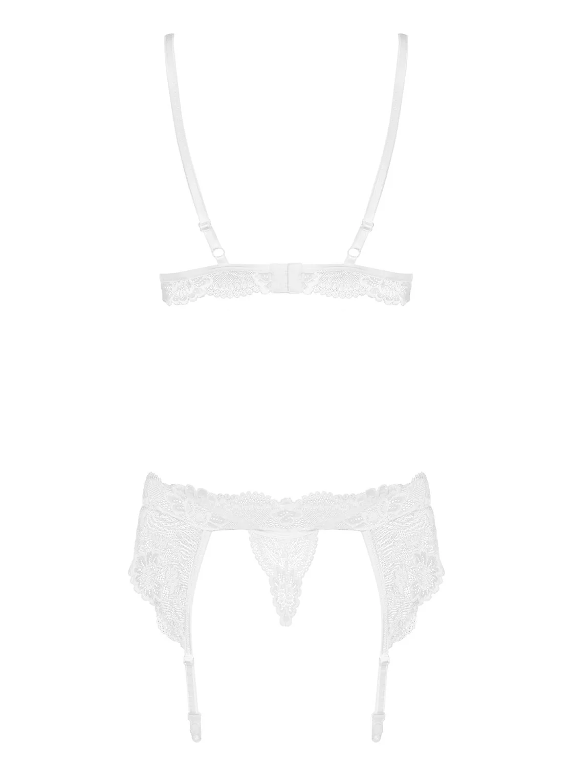 3-Delige Kanten Jarretel Set - Wit
