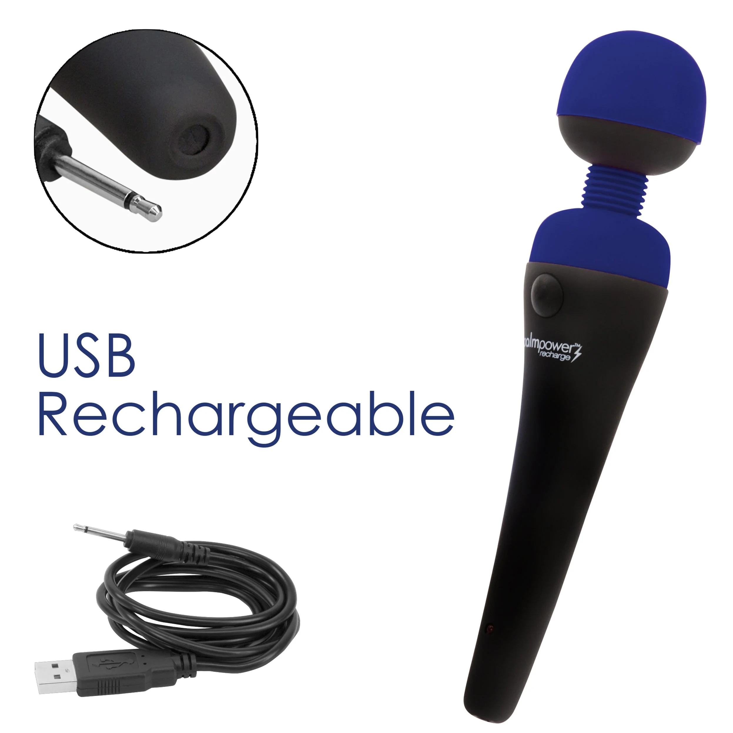 PalmPower - Recharge Wand Massager Blue