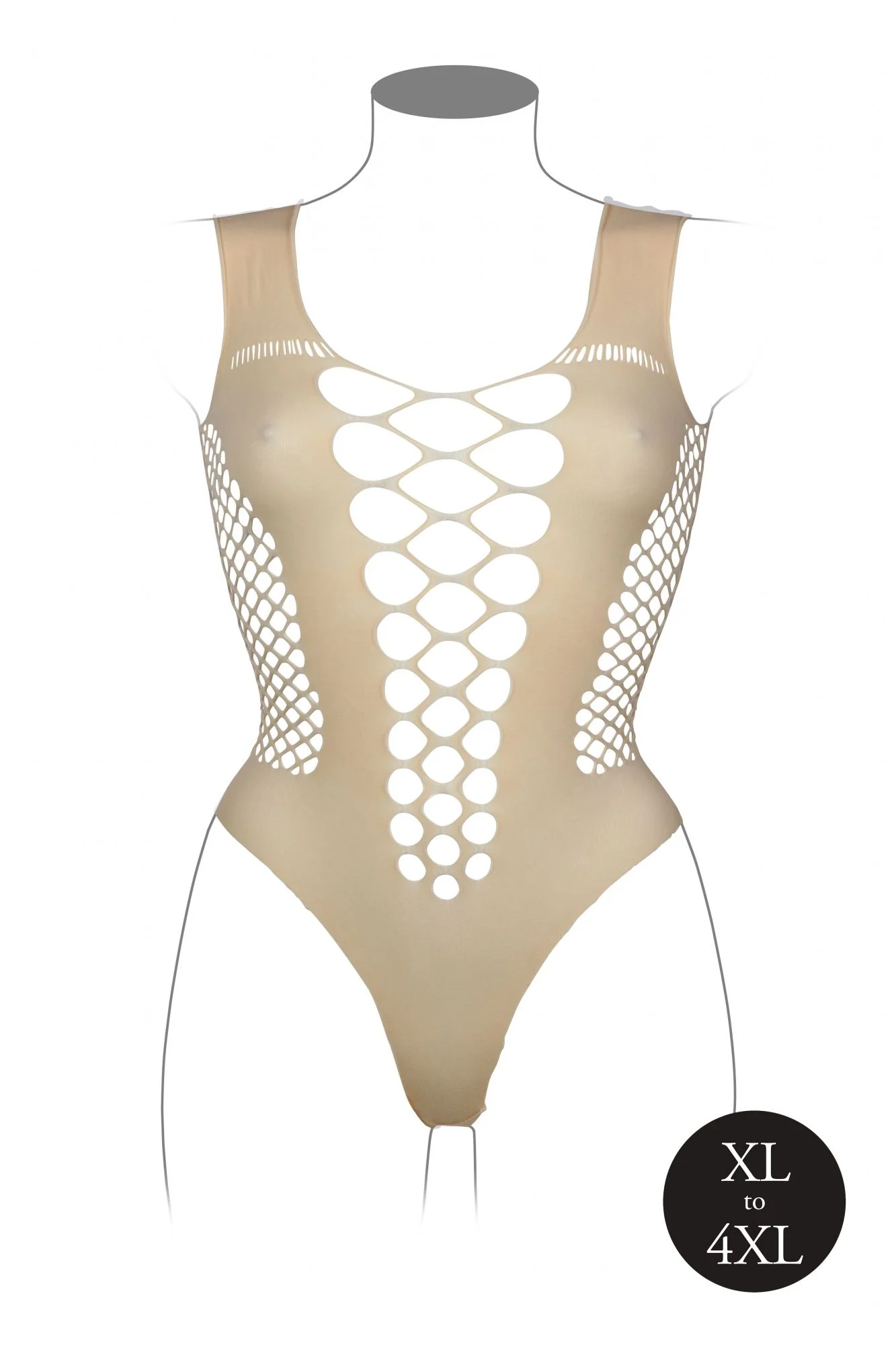 V-Hals Teddy Met Open Stroken - Beige
