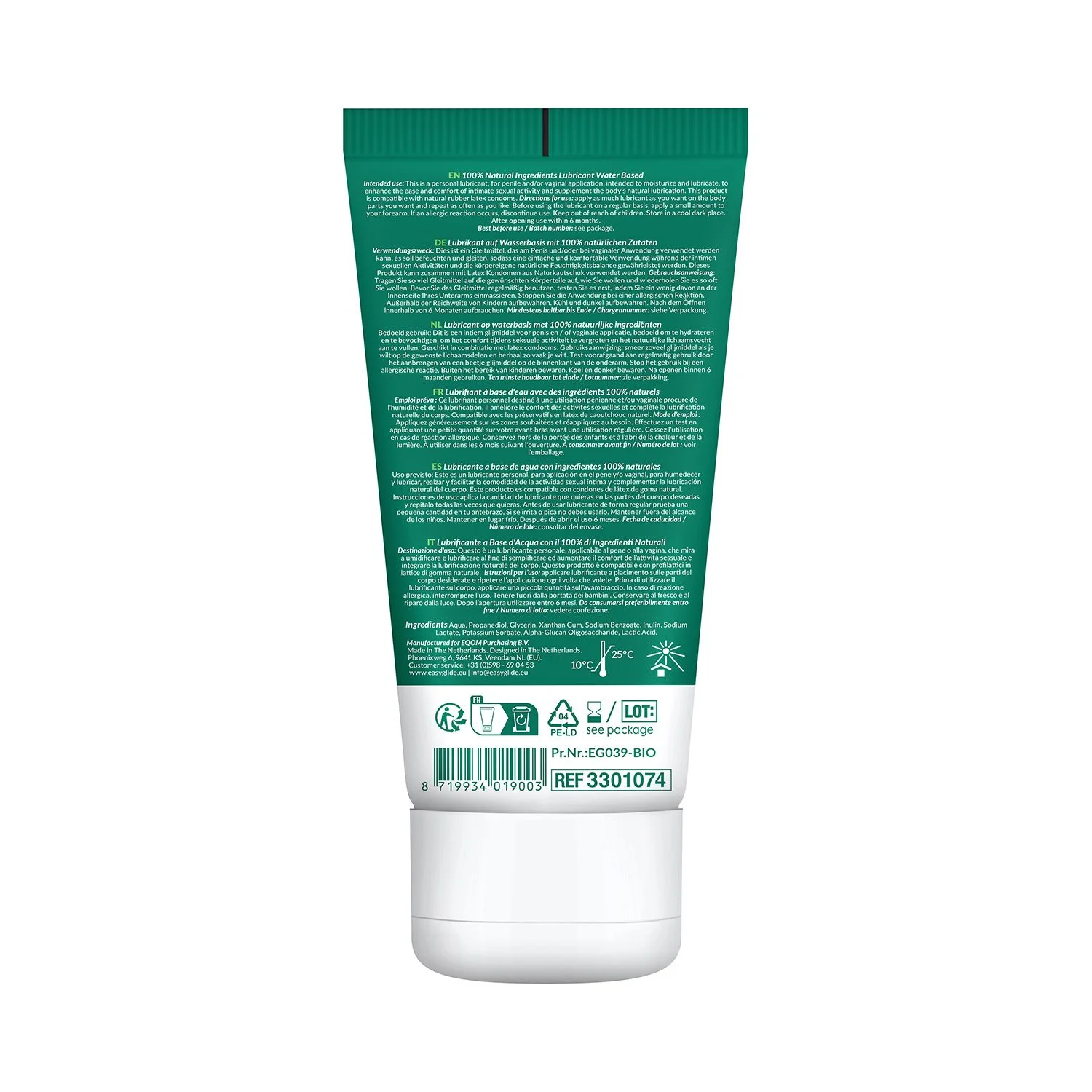 EasyGlide - Bio & Natural Glijmiddel op Waterbasis Geurvrij - 100 ml