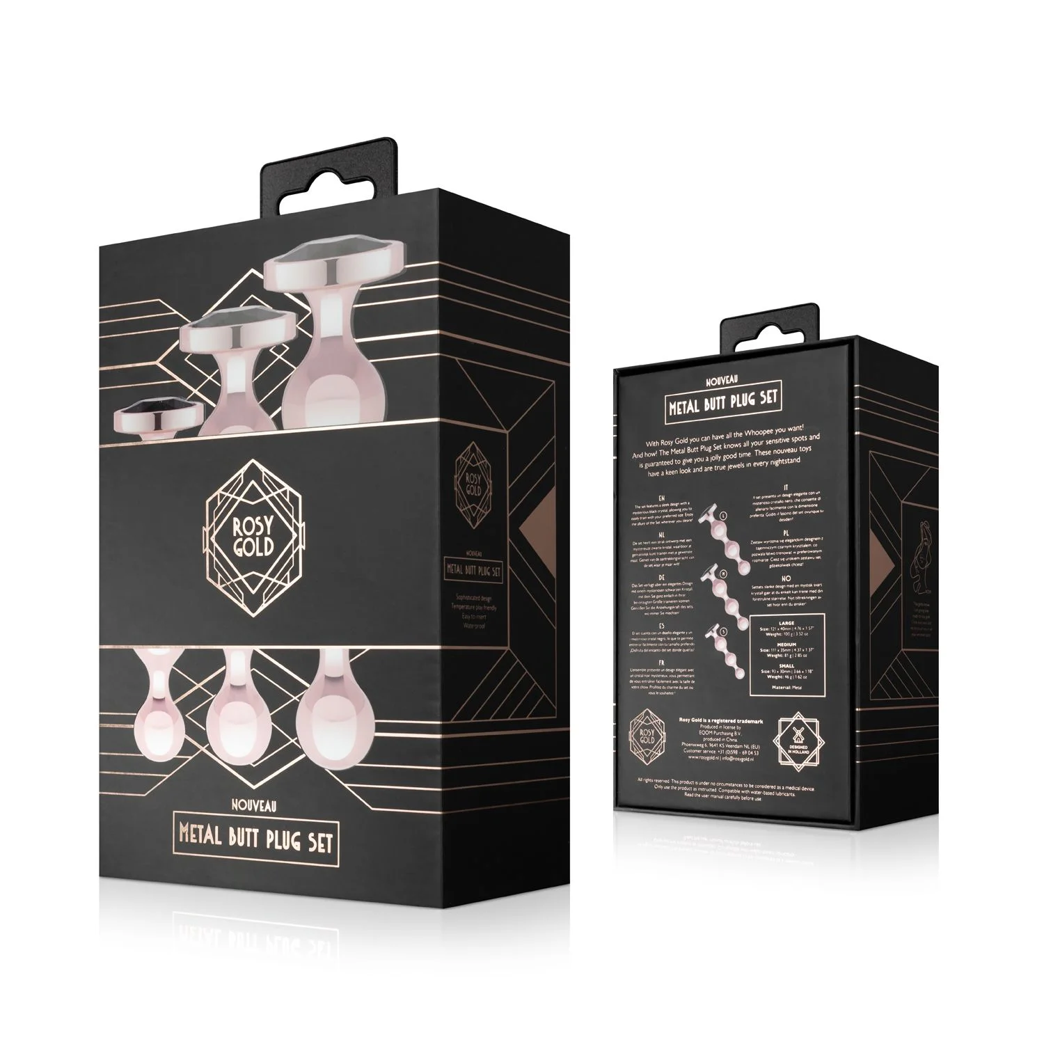 Rosy Gold - Metalen Buttplugset 3 stuks - Roségoud