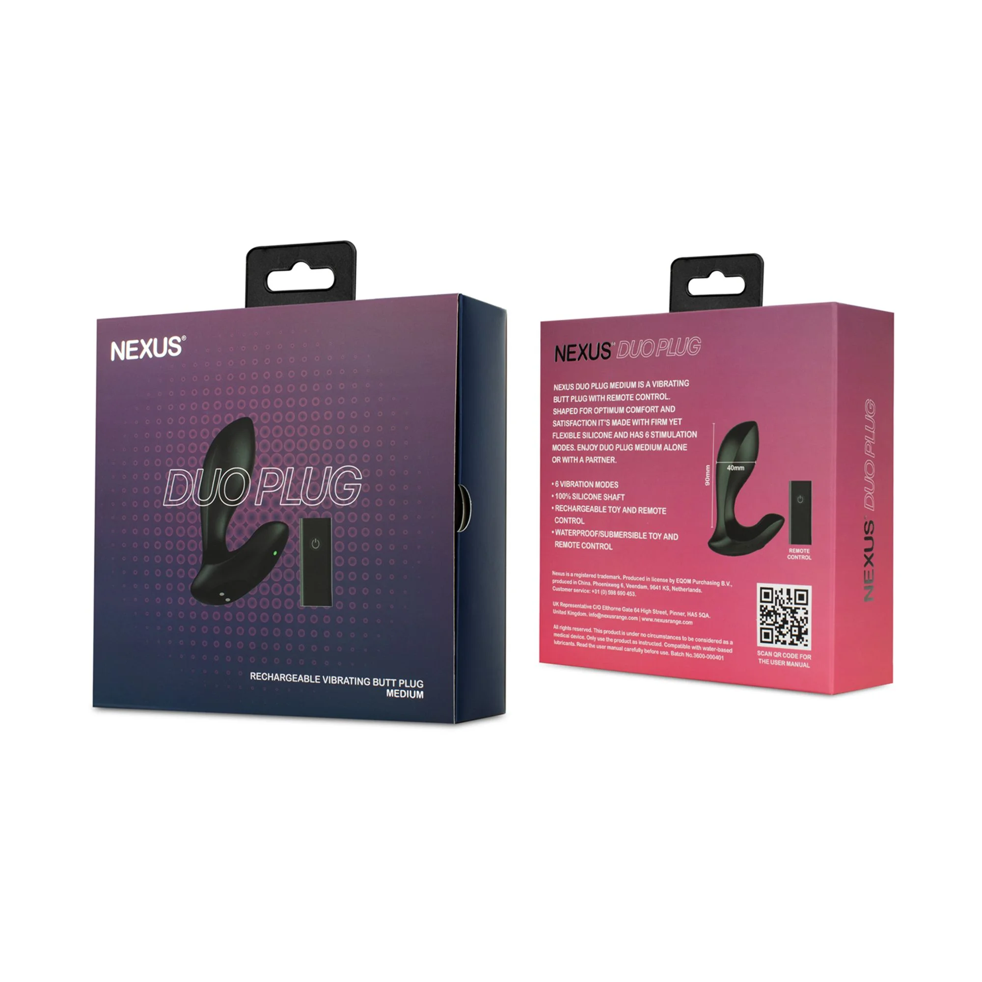 Nexus - Duo Remote Control Beginner Butt Plug Medium - Zwart