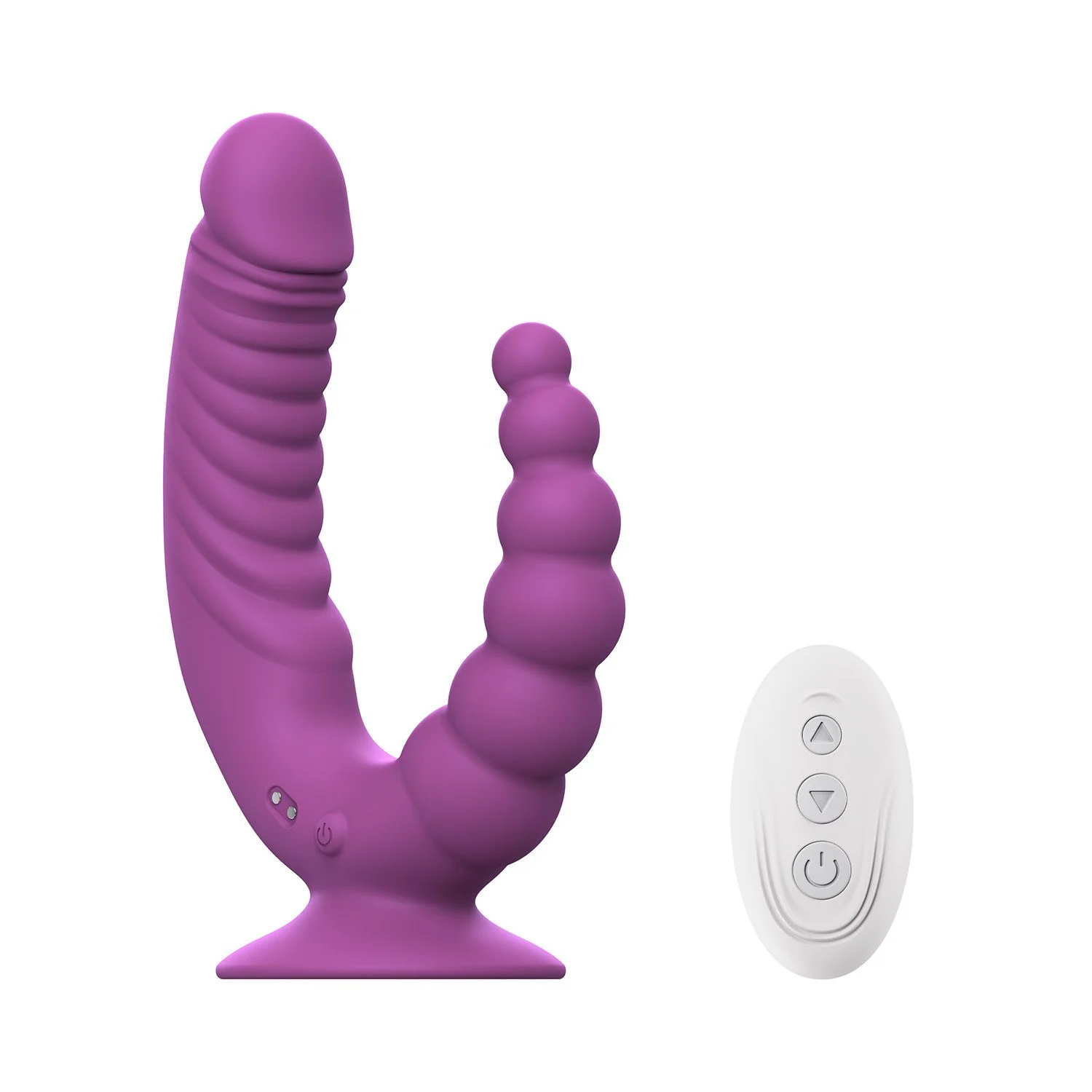Teazers - Double Vibrator met Zuignap en Afstandsbediening - Paars