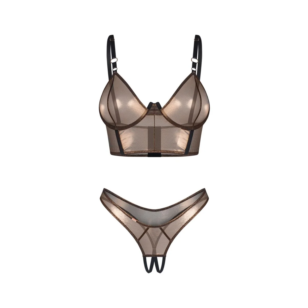 Obsessive – Soranna Top & Crotchless Thong – Brown