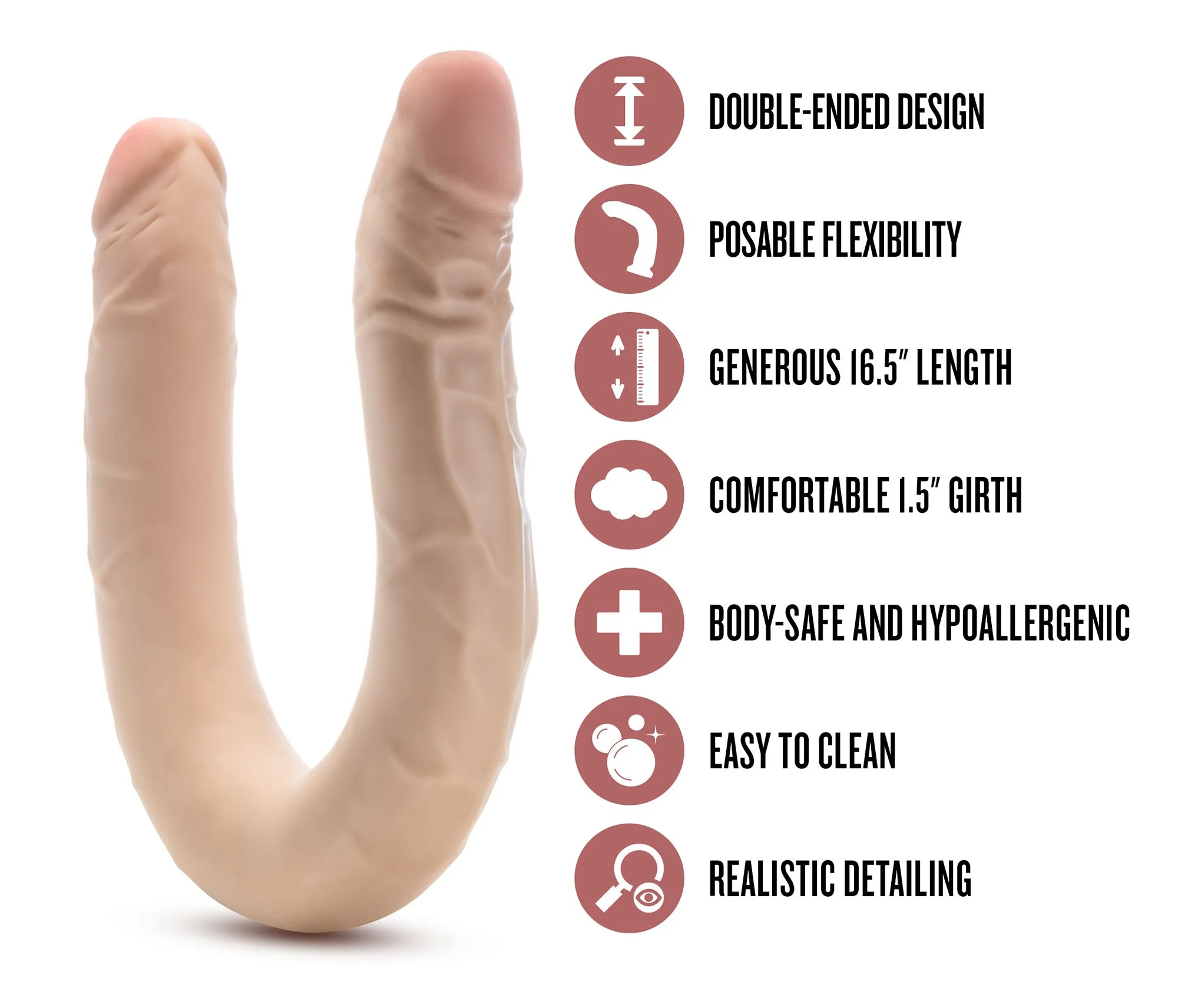 Dr Skin - Dr. Skin Plus 16,5” Buigzame Dubbele Dildo Beige