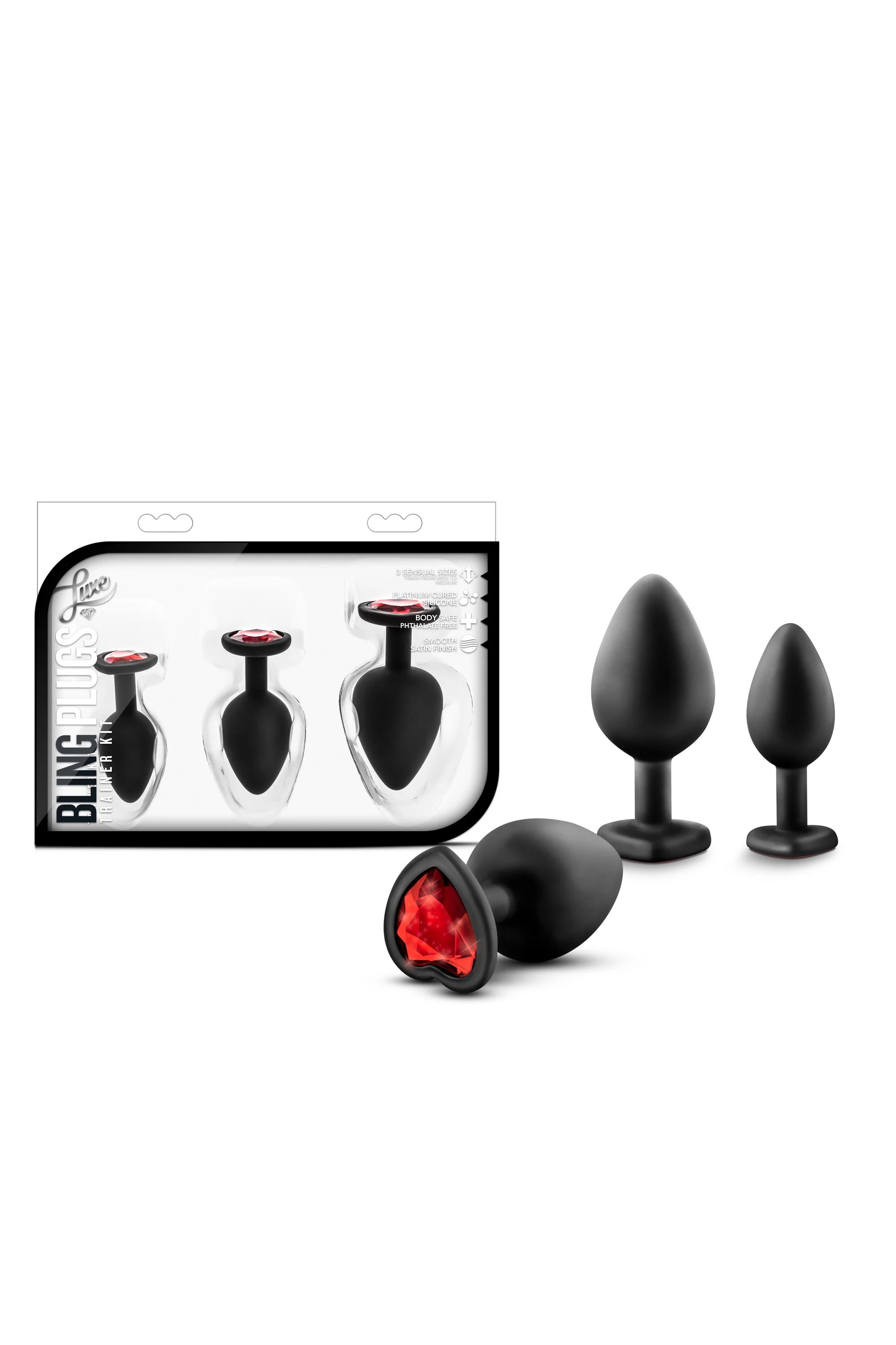 Blush - Luxe Bling Plugs Trainingskit Zwart met Rode Edelstenen