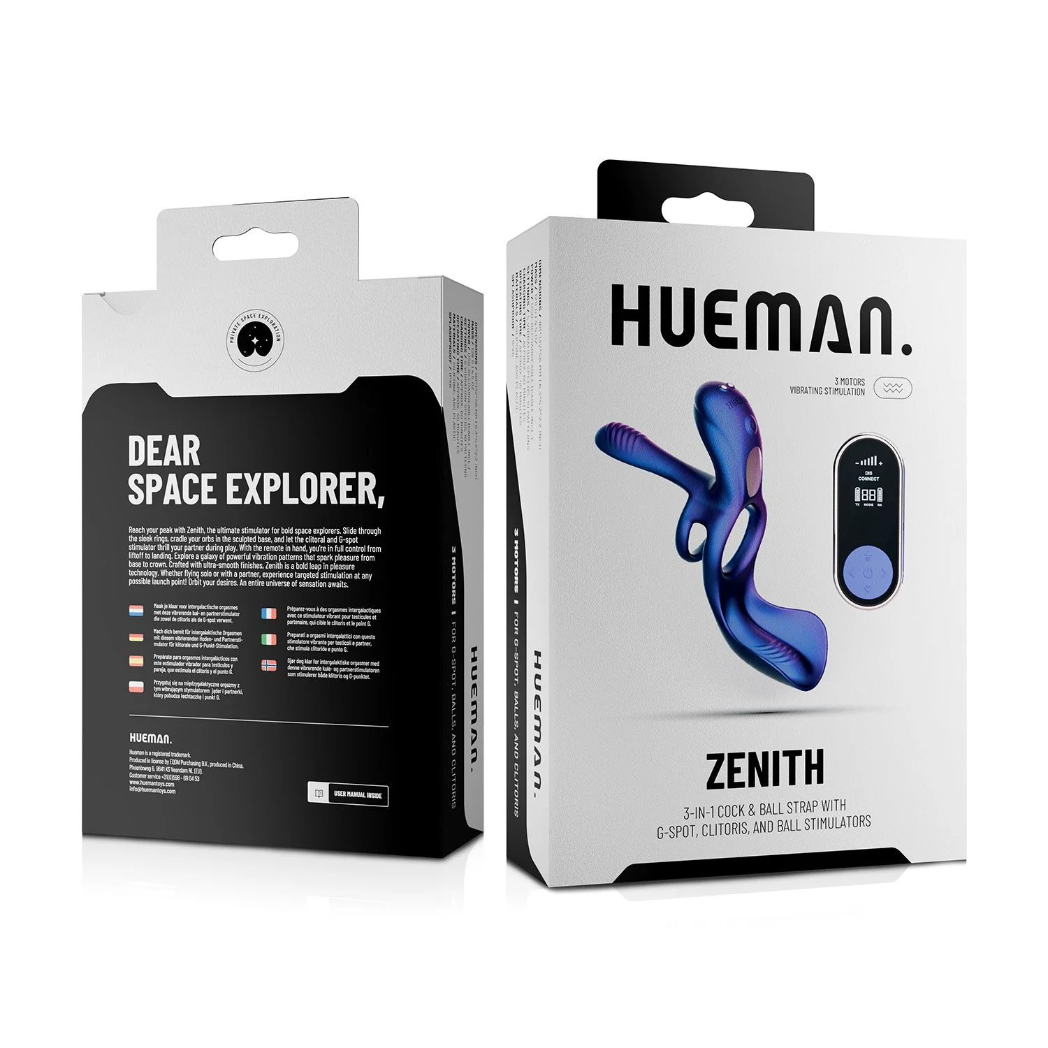 Hueman - Zenith 3-in-1 Cockring - Met Afstandsbediening
