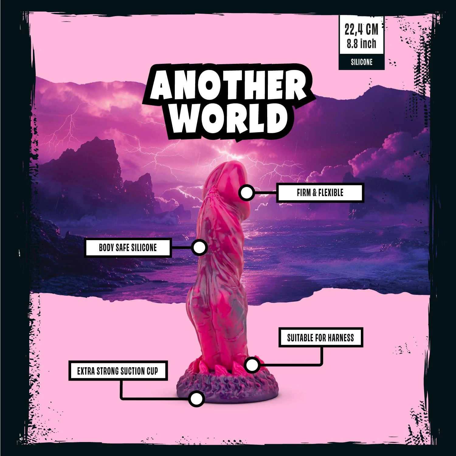 Mythical Mates - Another World Dildo Roze & Paars - 22.4 cm