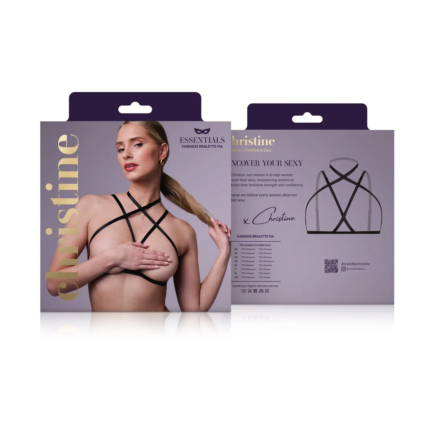 Christine - Strappy Harness Bralette Fia -  zwart