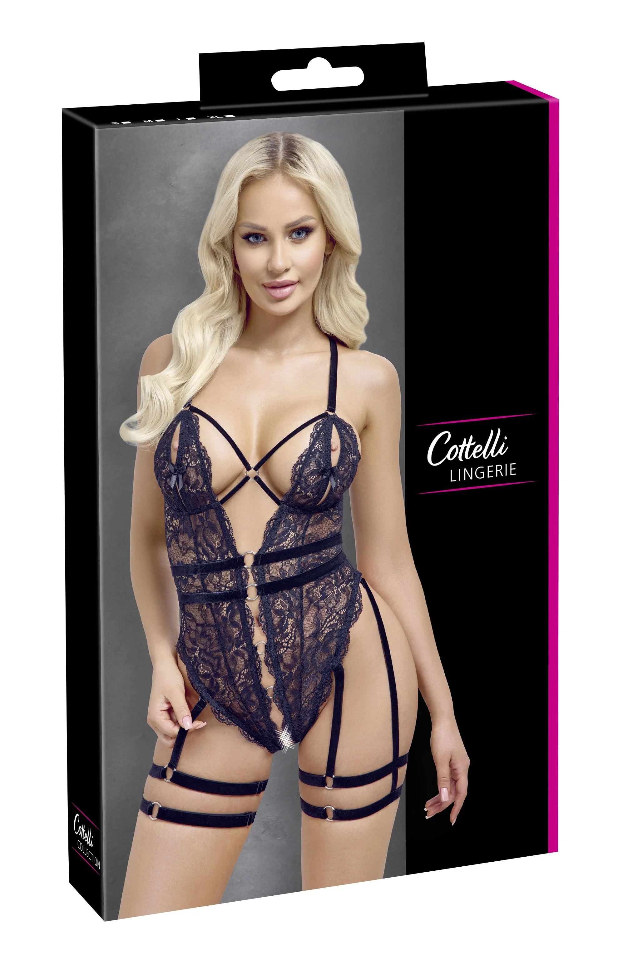 Cottelli LINGERIE – Crotchless String Body – Zwart