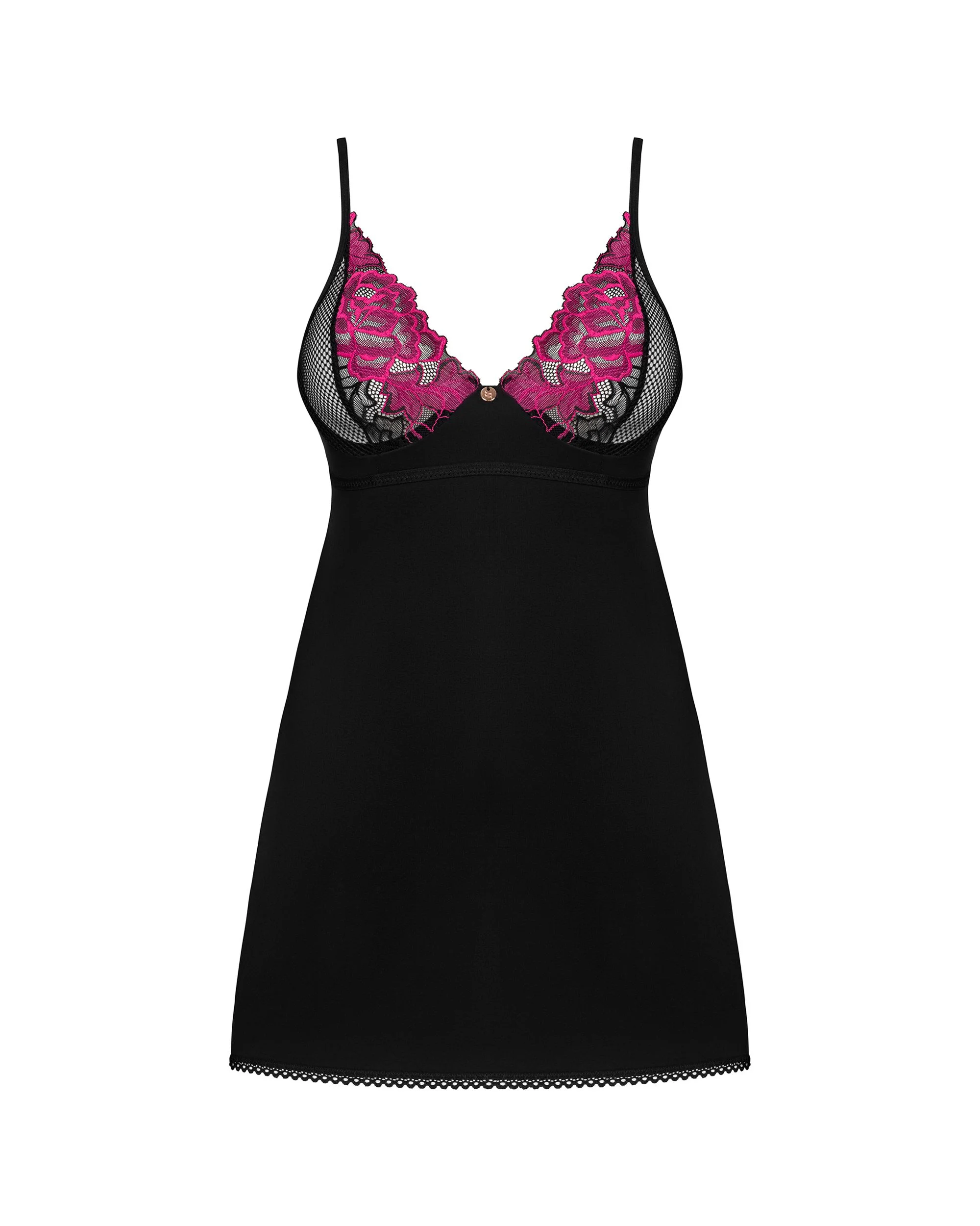Obsessive - Rosenty Babydoll & String - Zwart/Paars