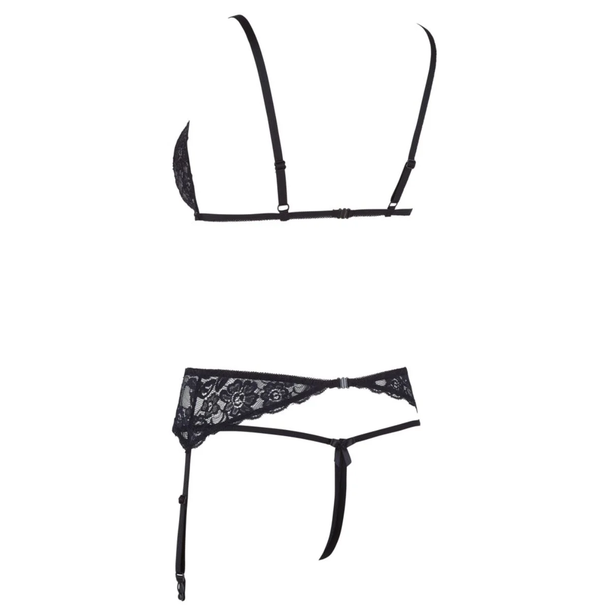 Cottelli Collection - 3-Delige Jarretelset Met Open Cup & Open Kruis