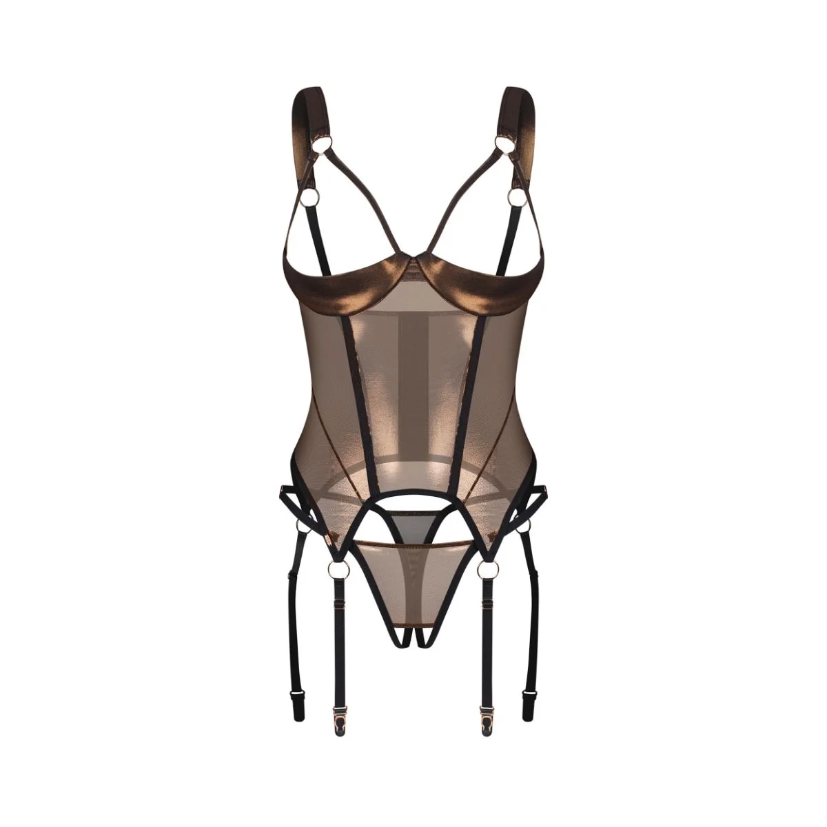 Obsessive – Soranna Corset & Crotchless Thong – Brown