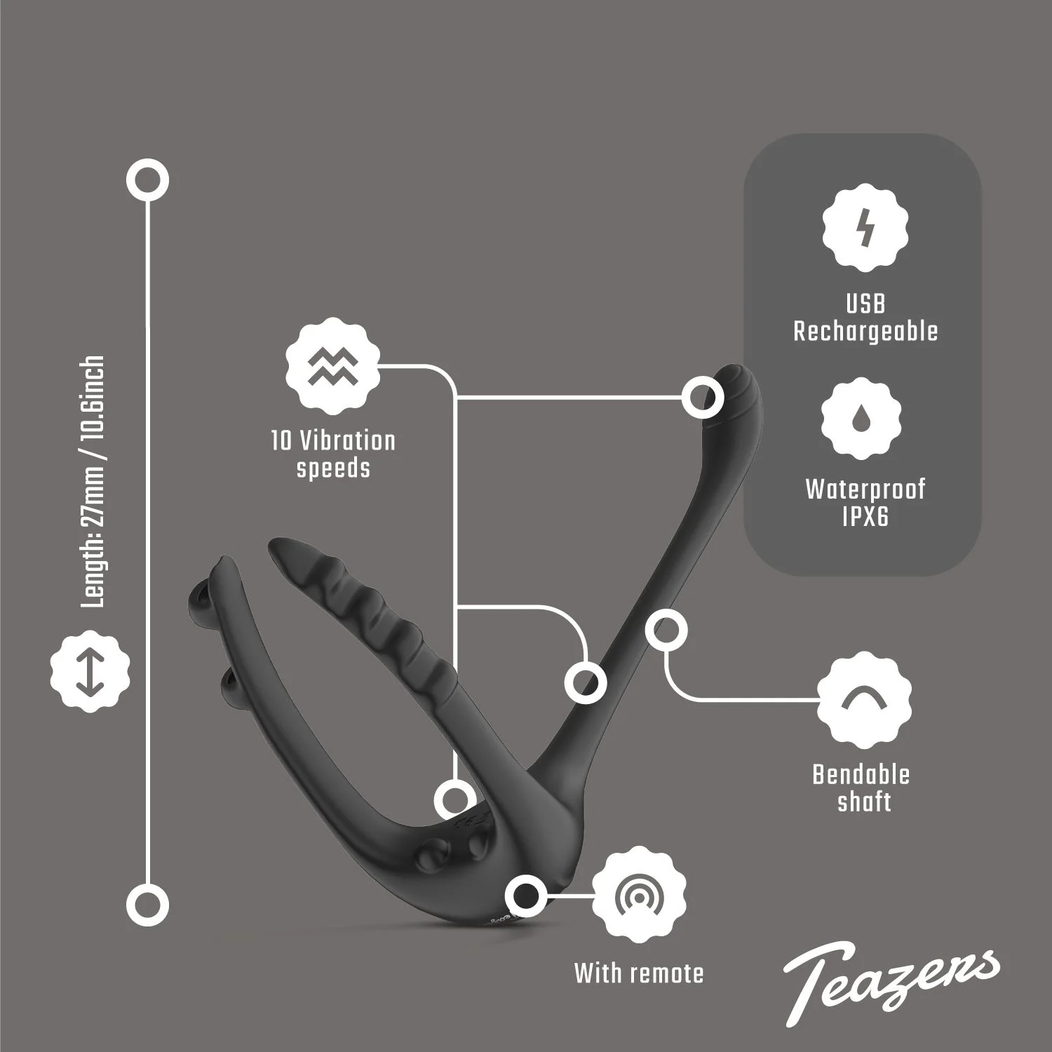 Teazers Driedubbele Prostaat Vibrator met Afstandsbediening