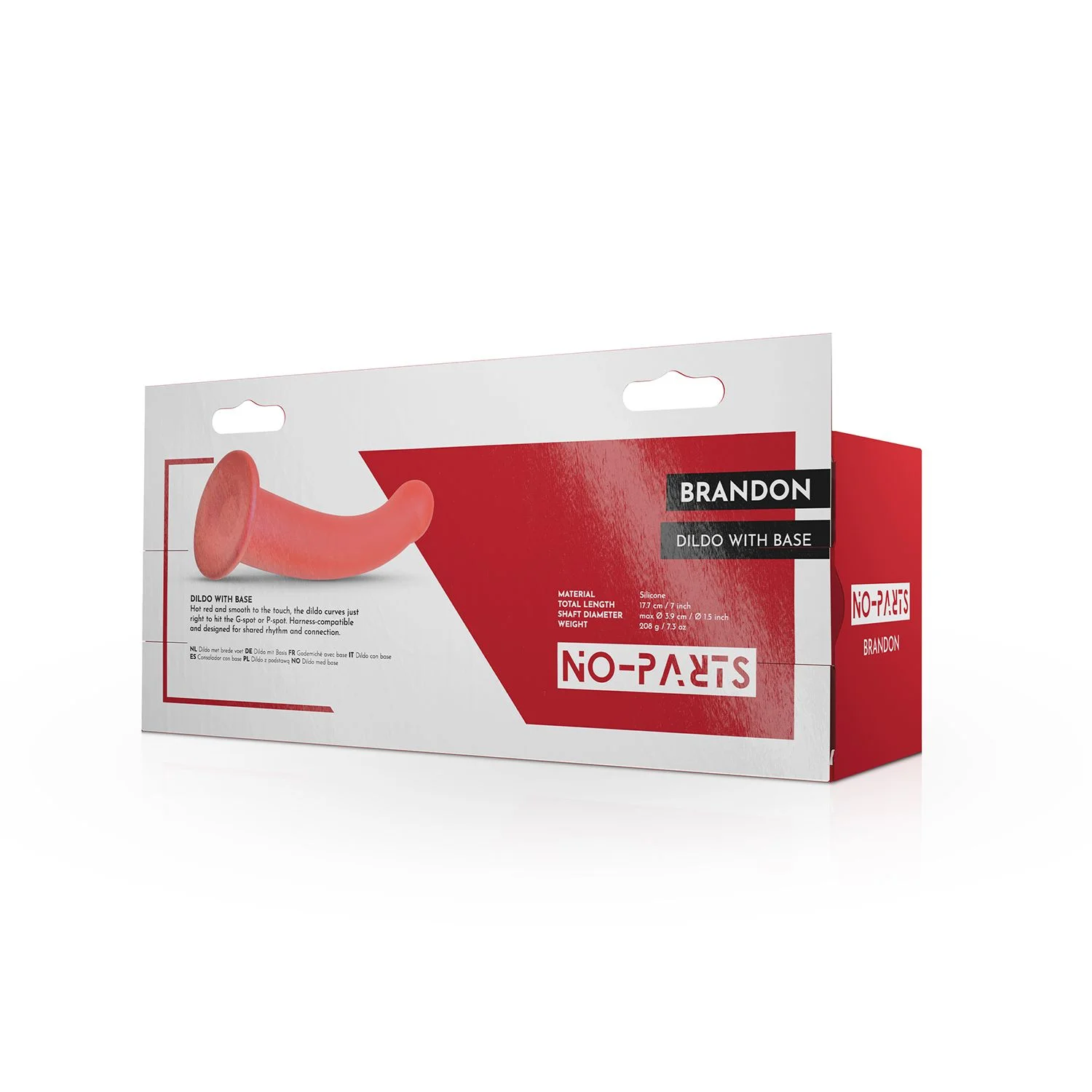 No-Parts - Brandon Dildo met Basis - Rood