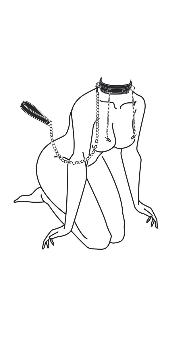 Fetish - Kunstleren halsband met tepelklemmen