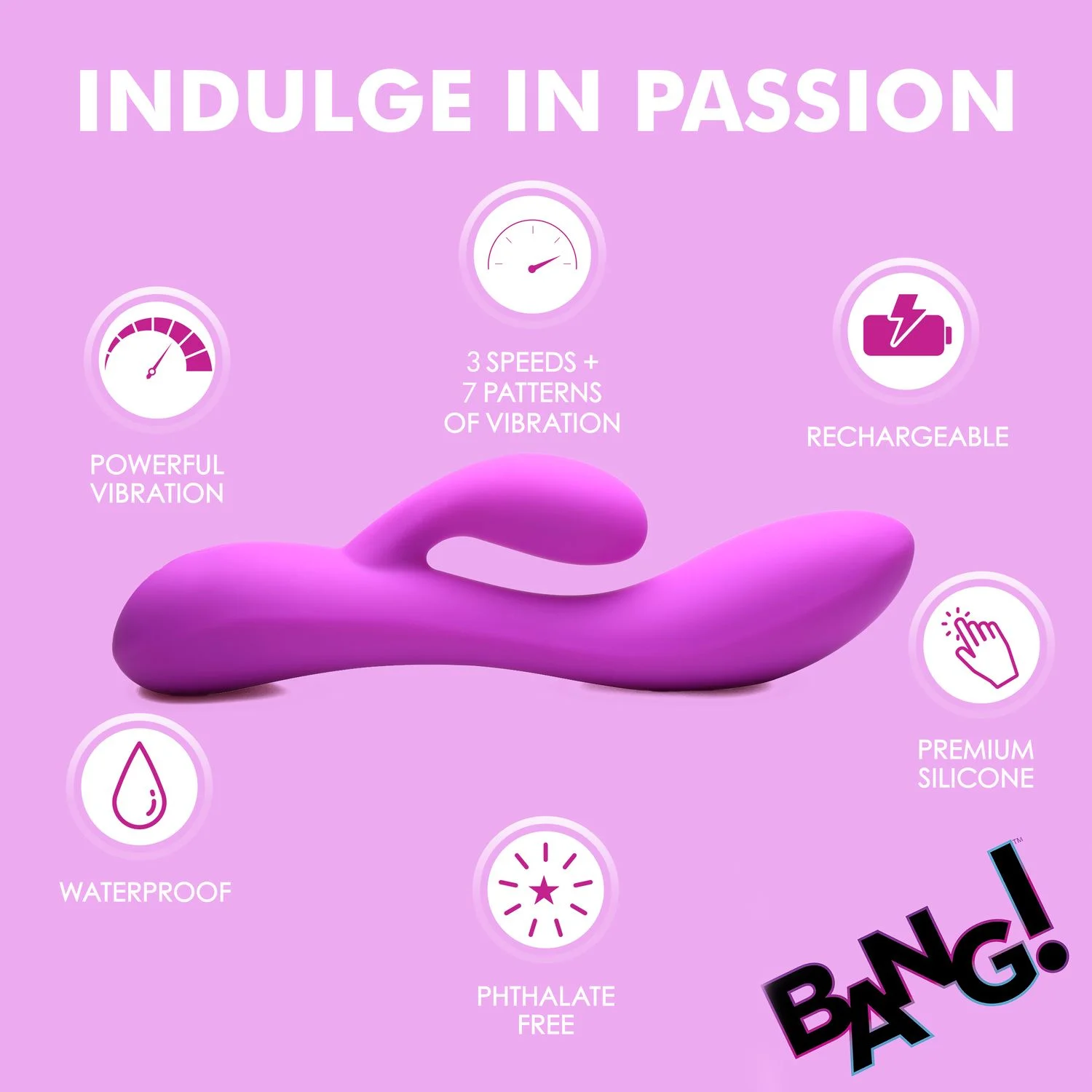 BANG! - Flexibele Rabbit Vibrator Duo Stimulatie - Paars