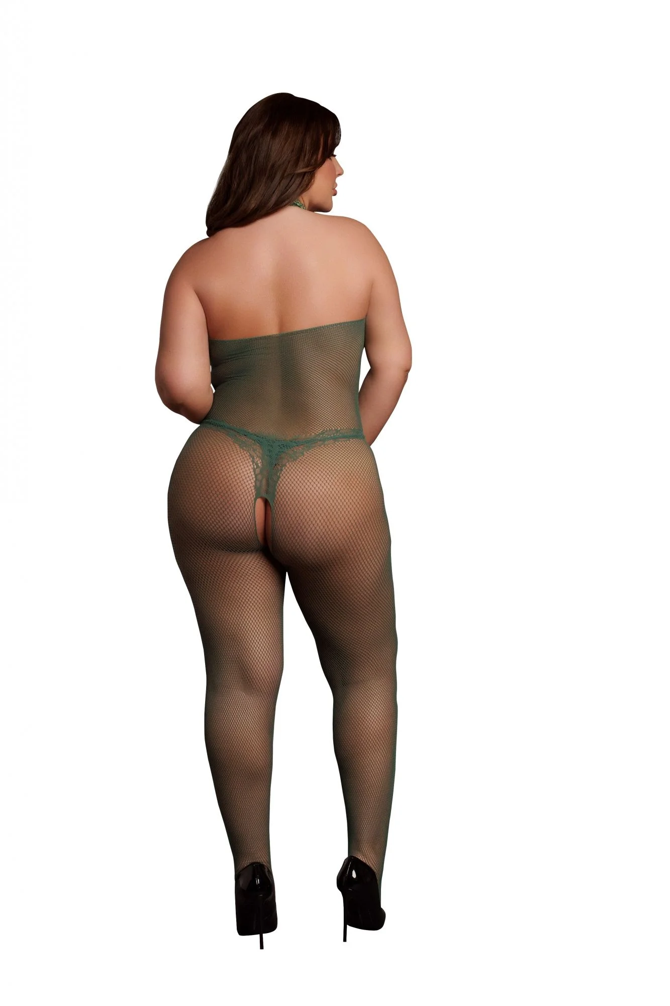 Kanten Visnet Catsuit - Groen