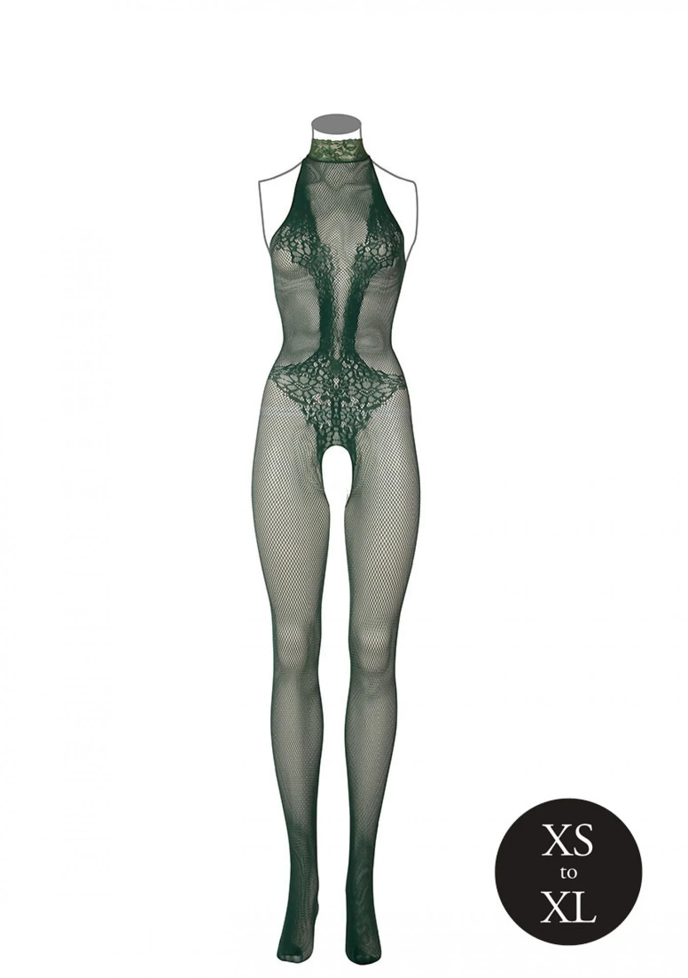Kanten Visnet Catsuit - Groen