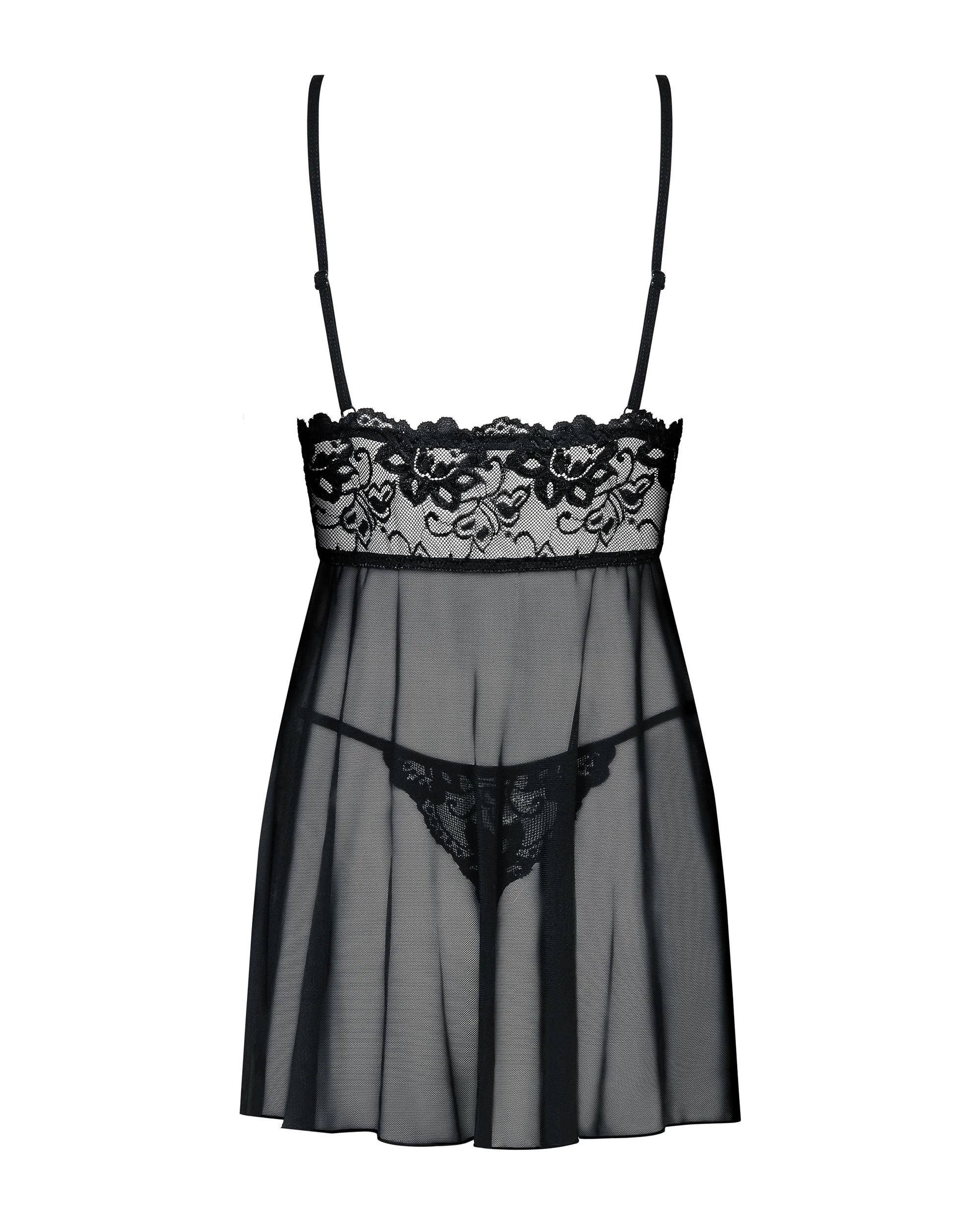 Idillia Babydoll en String - Zwart
