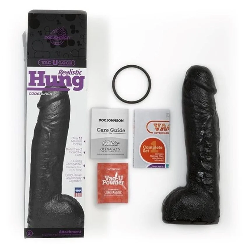Doc Johnson - VacULock CodeBlack Realistische Dildo - Zwart