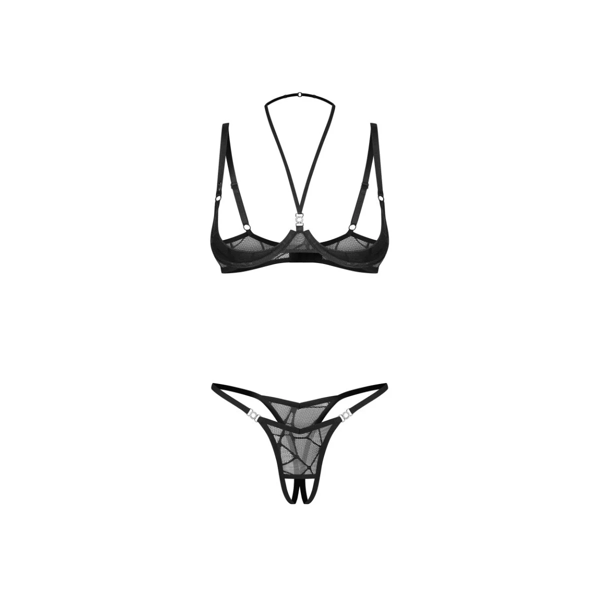 Obsessive - Olianna 2-delige Open Set - Zwart