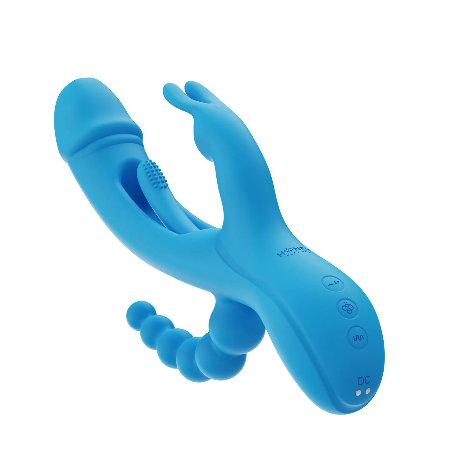 HoneyPlayBox - Trilux Kinky Vinger Rabbit Vibrator - Blauw