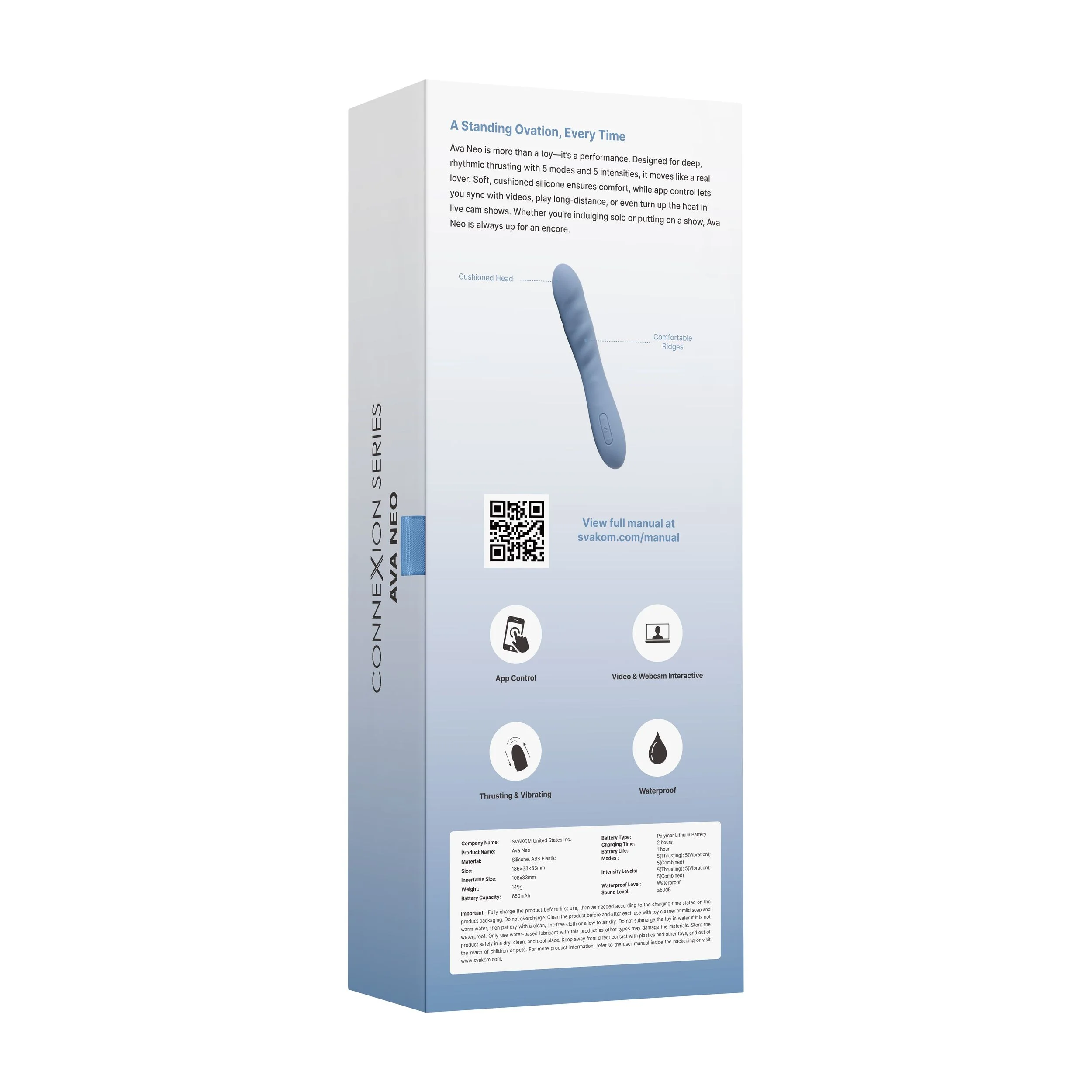 SVAKOM - Ava Neo Interactieve Stotende Vibrator - blauw