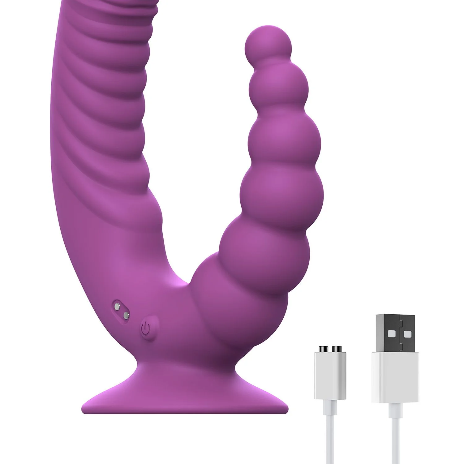 Teazers - Double Vibrator met Zuignap en Afstandsbediening - Paars