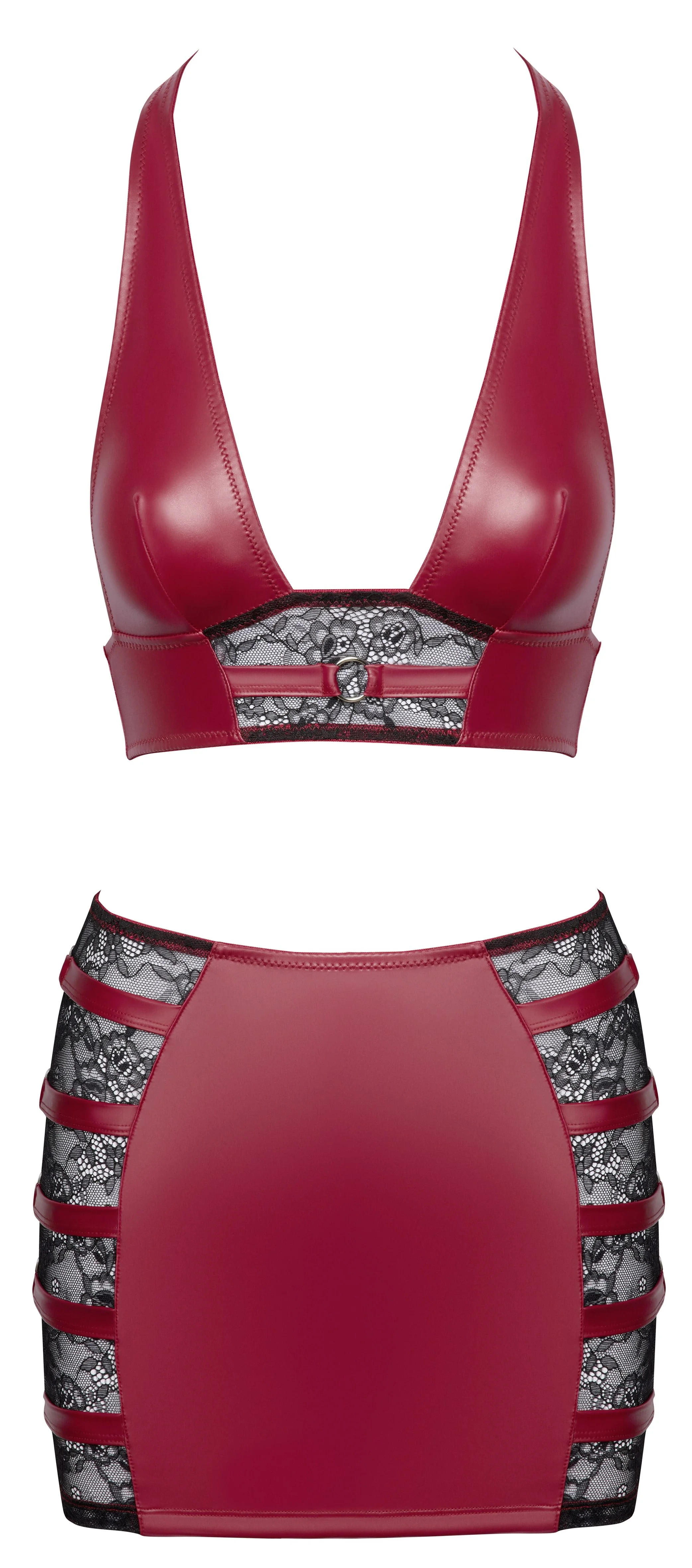 Cottelli PARTY – Crop Top & Mini Rok Set – Rood