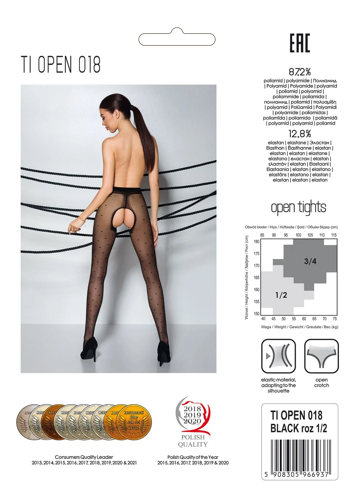Passion - Tiopen 018 Panty Met Open Kruisje - Zwart