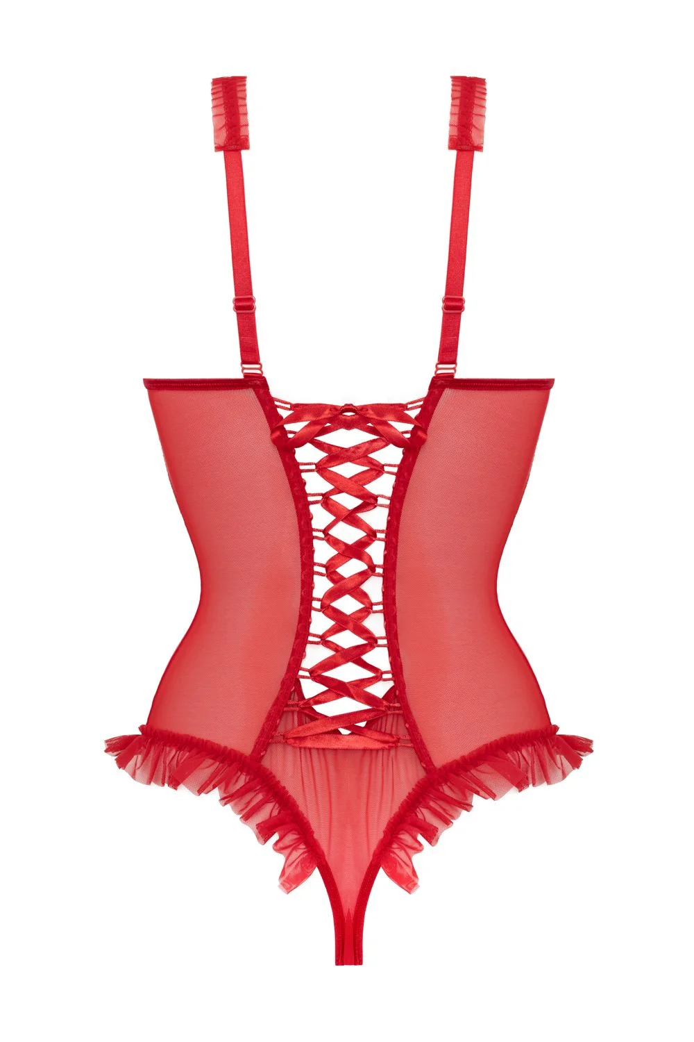 Wetlook Body met open kruis/cups Mistique-rood